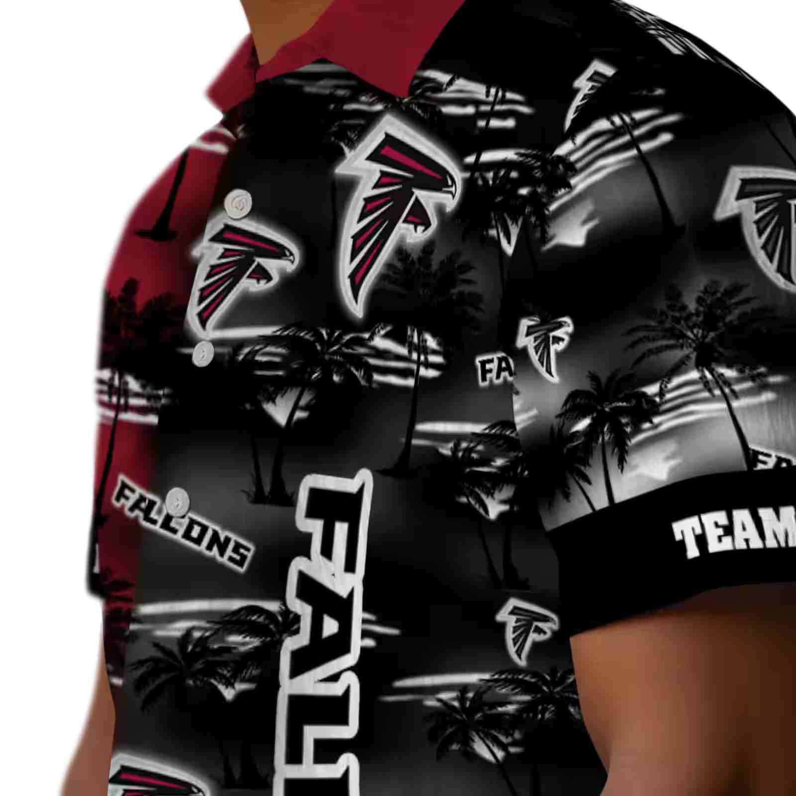 customized atlanta falcons palm silhouettes red hawaiian shirt trendy