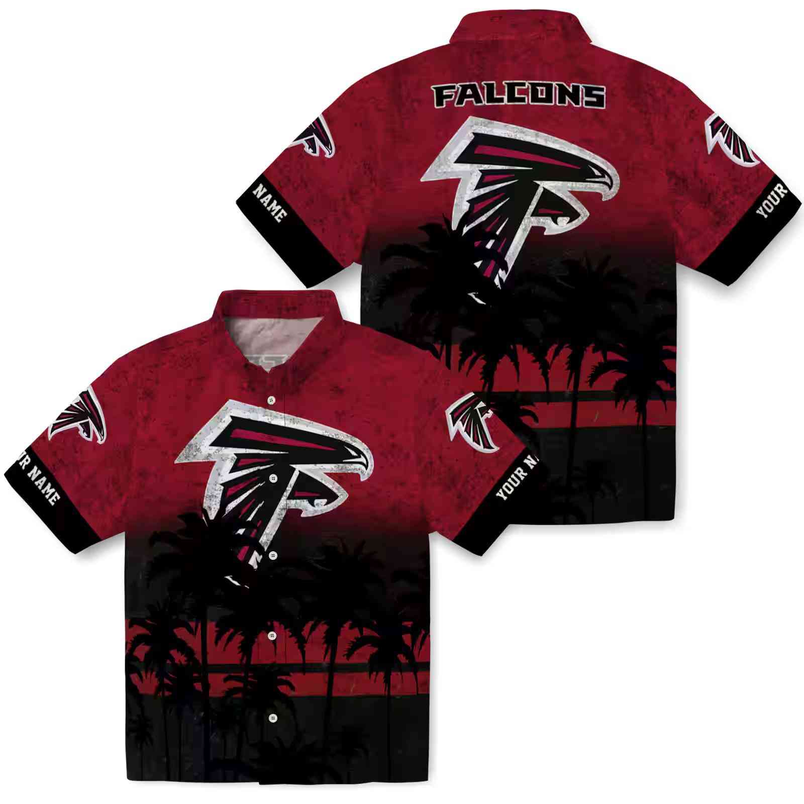 customized atlanta falcons sunset pattern red black hawaiian shirt high quality