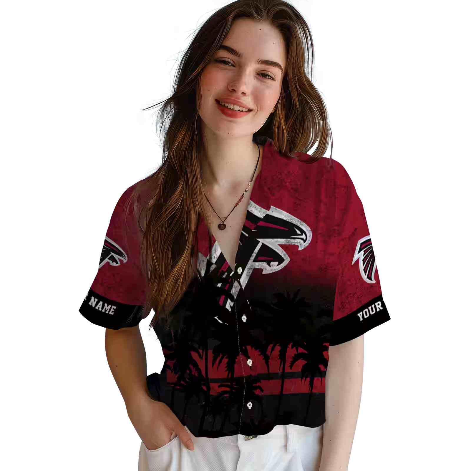 customized atlanta falcons sunset pattern red black hawaiian shirt latest model