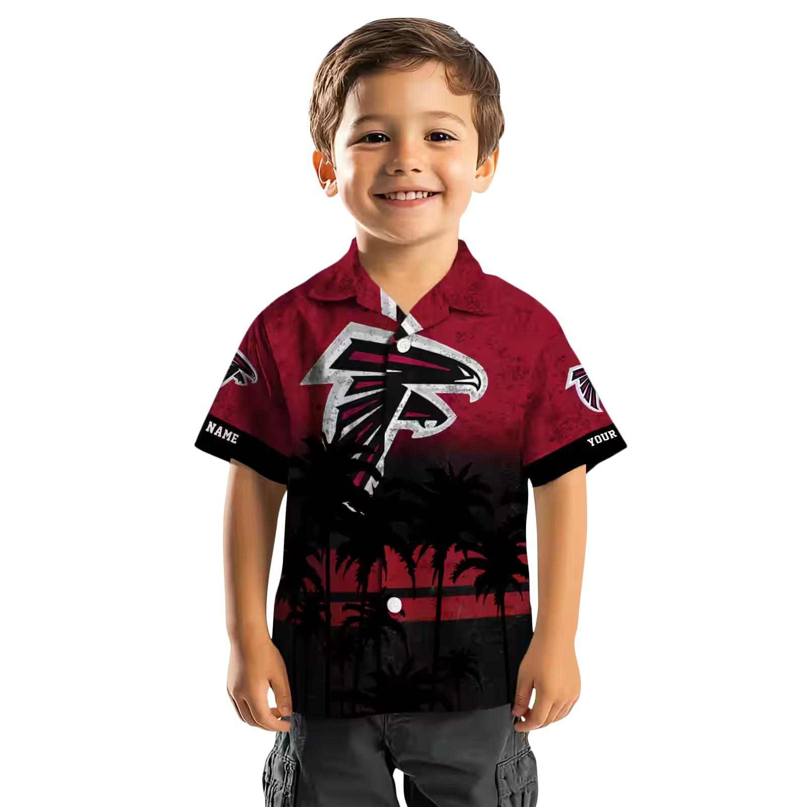 customized atlanta falcons sunset pattern red black hawaiian shirt top rated