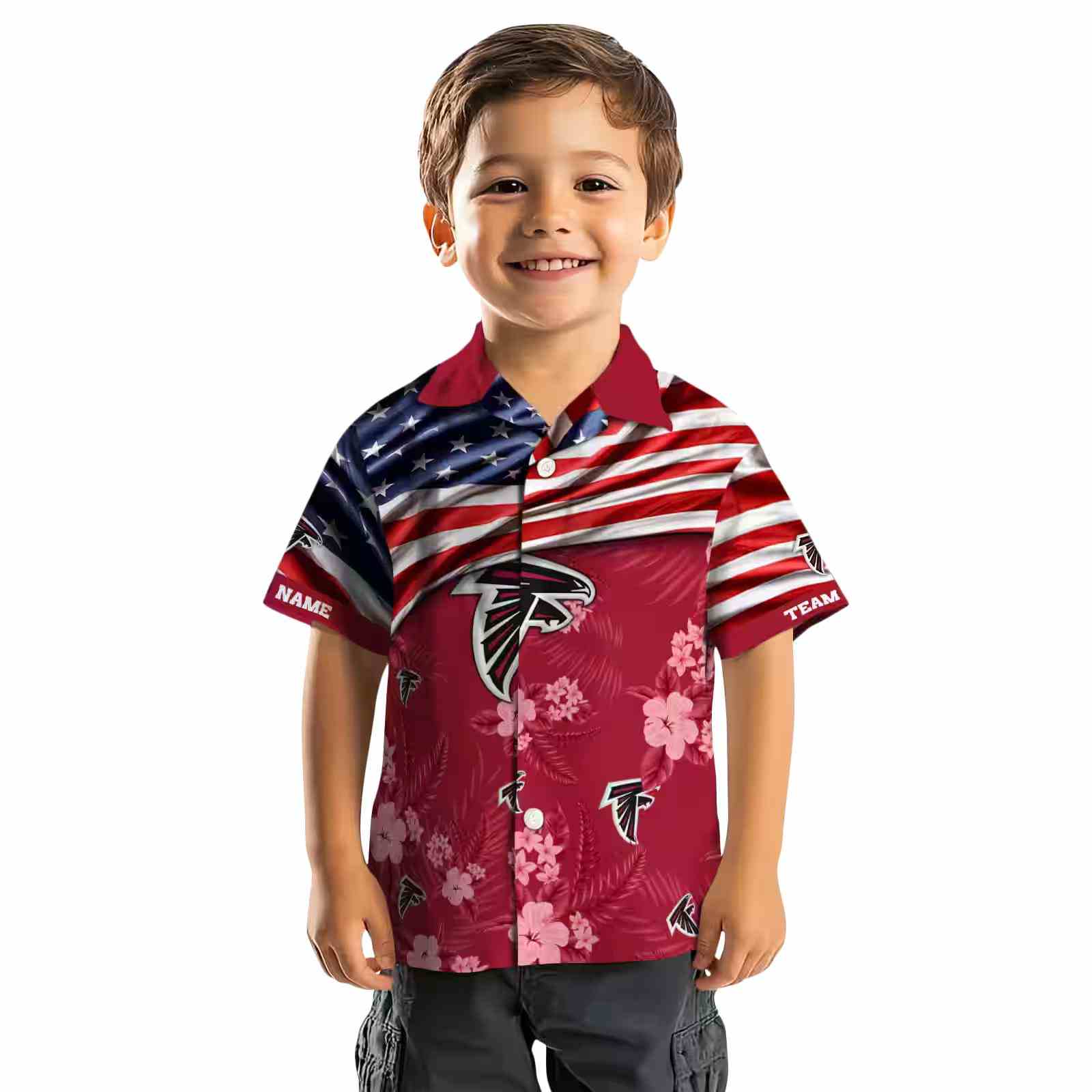 customized atlanta falcons us flag hibiscus red hawaiian shirt top rated