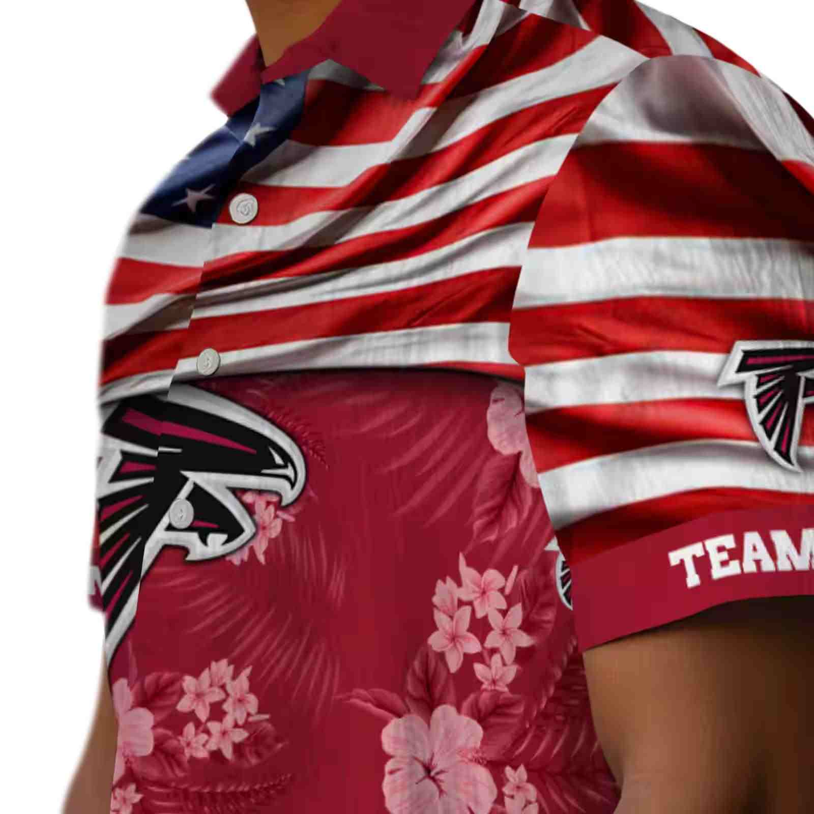 customized atlanta falcons us flag hibiscus red hawaiian shirt trendy