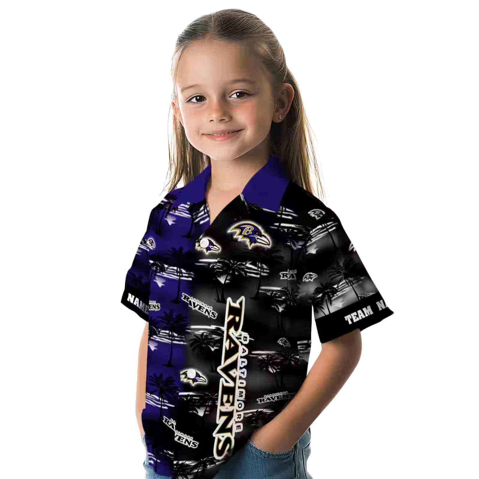 customized baltimore ravens palm silhouettes purple hawaiian shirt premium grade