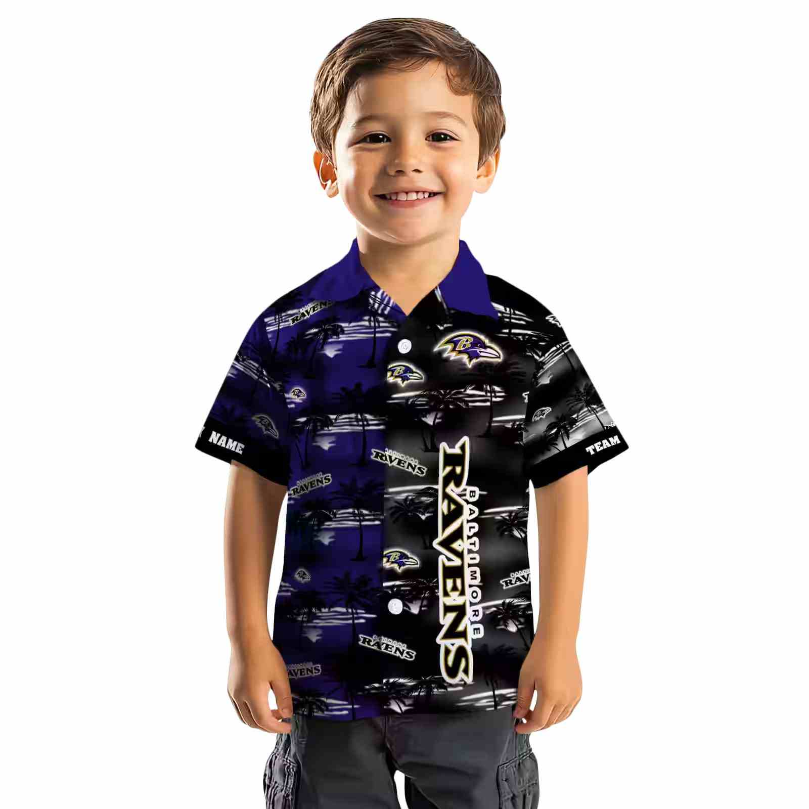 customized baltimore ravens palm silhouettes purple hawaiian shirt top rated