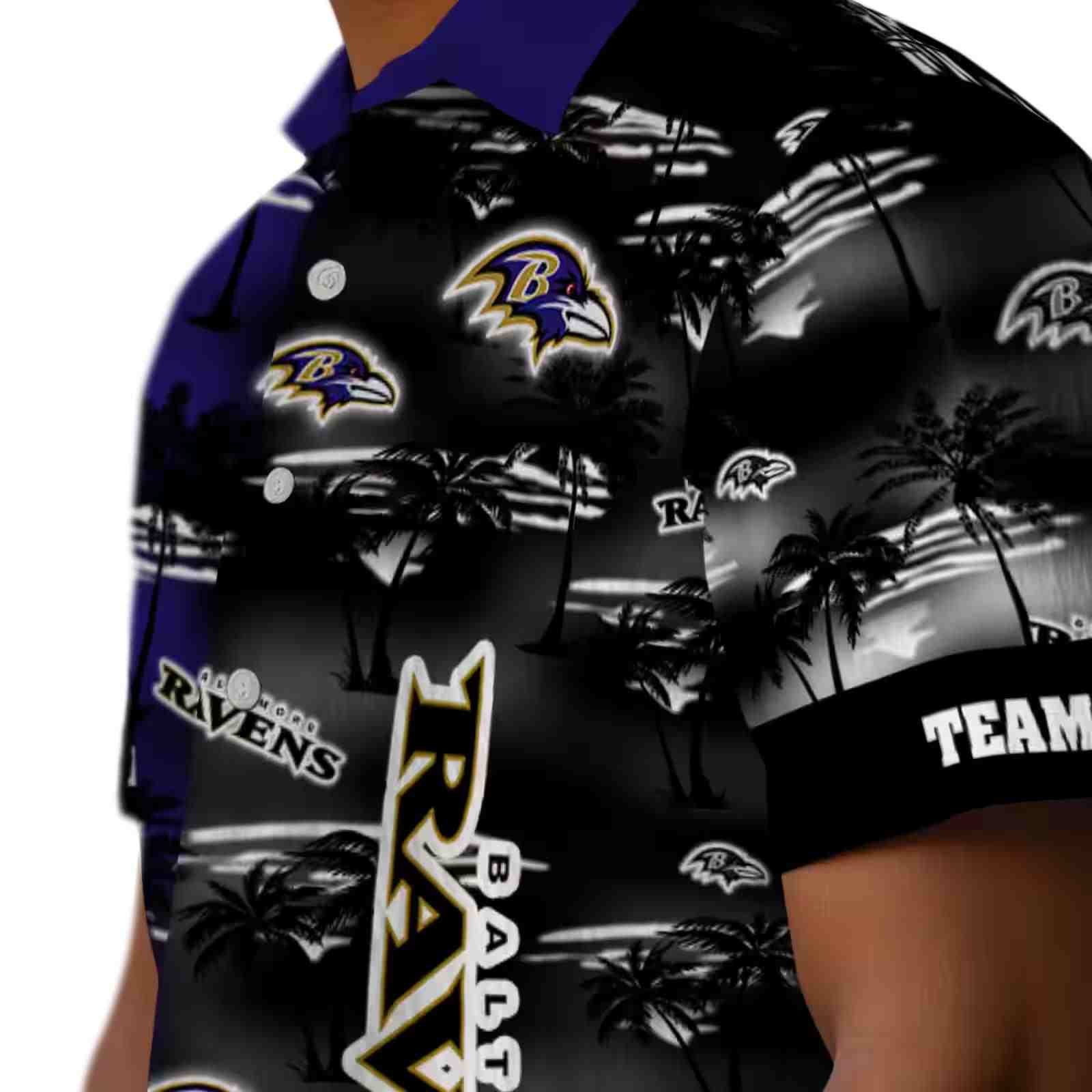 customized baltimore ravens palm silhouettes purple hawaiian shirt trendy