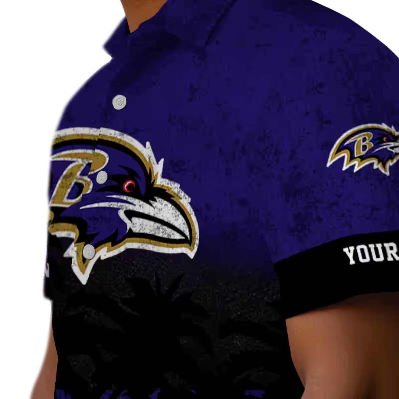 customized baltimore ravens sunset pattern purple black hawaiian shirt trendy