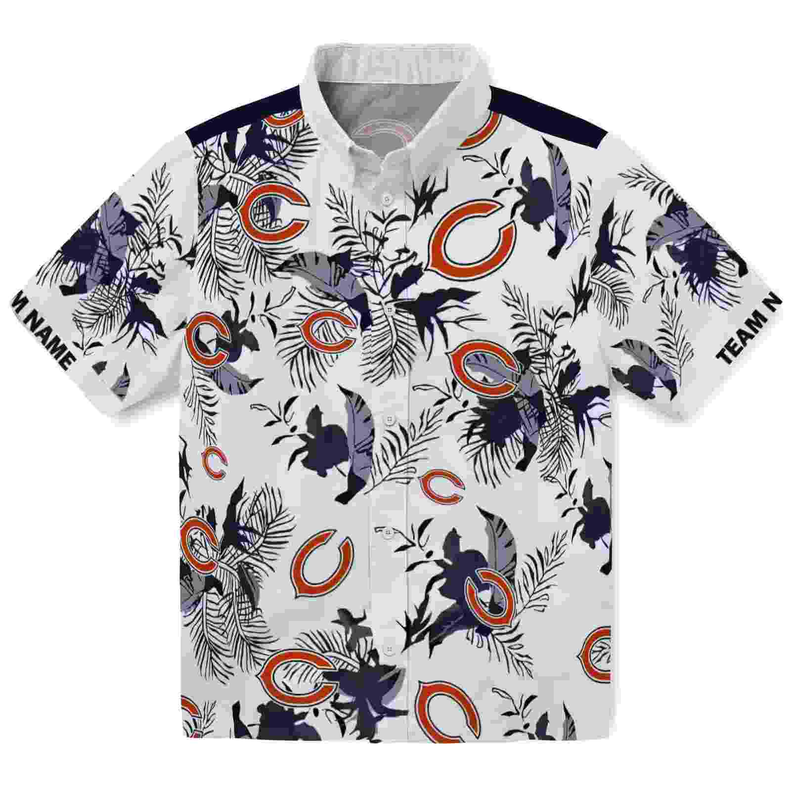 Customized Chicago Bears Botanical Theme Blue White Hawaiian Shirt