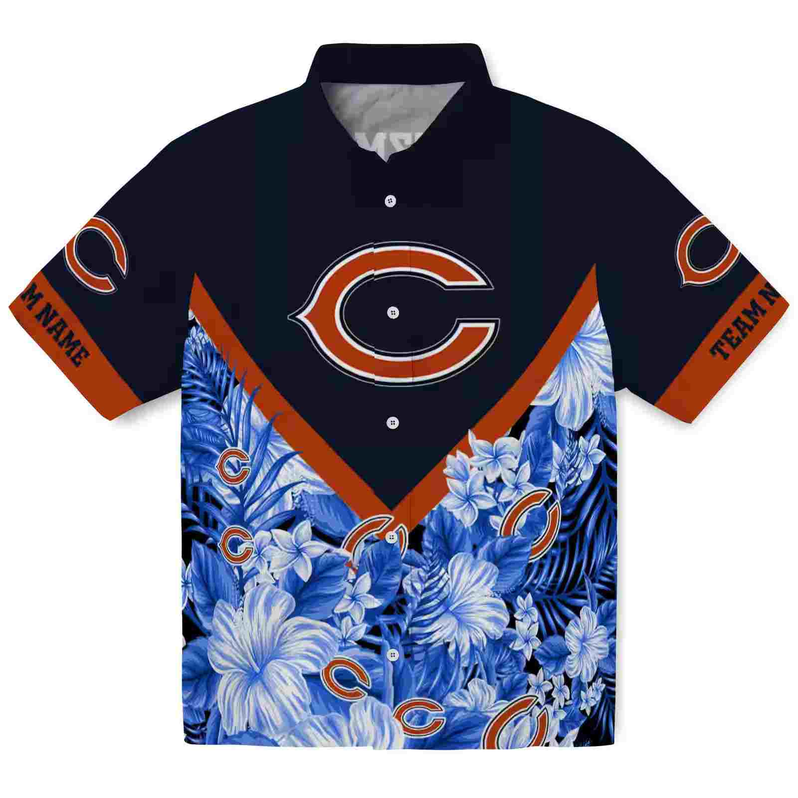 customized chicago bears floral chevron blue hawaiian shirt best selling