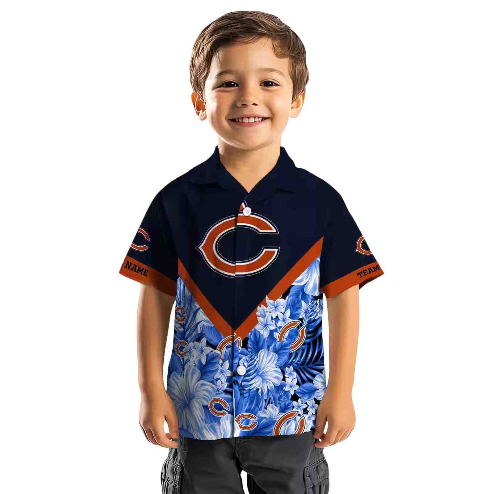 customized chicago bears floral chevron blue hawaiian shirt top rated