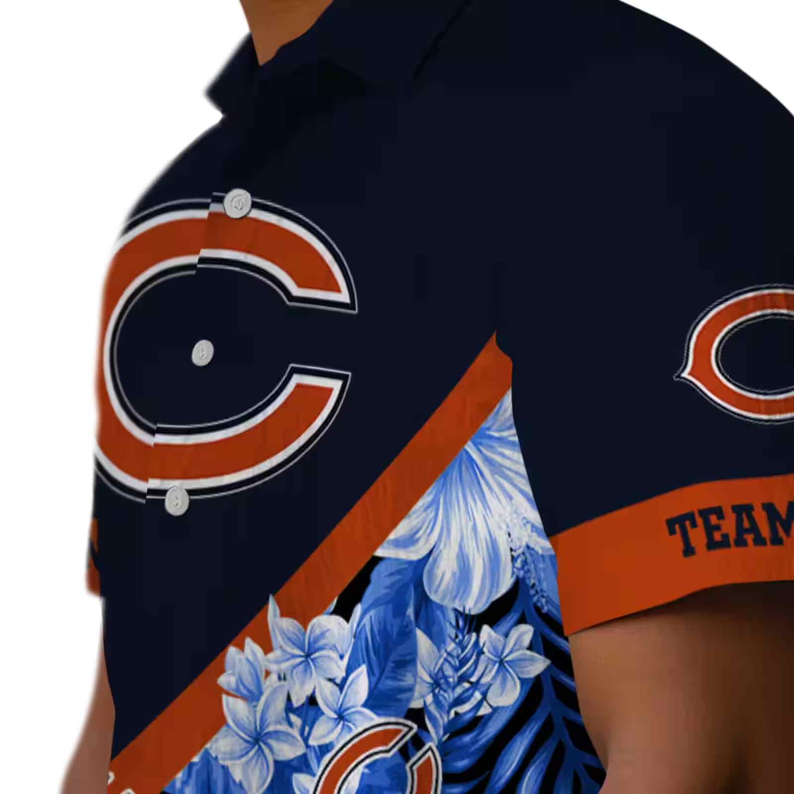 customized chicago bears floral chevron blue hawaiian shirt trendy