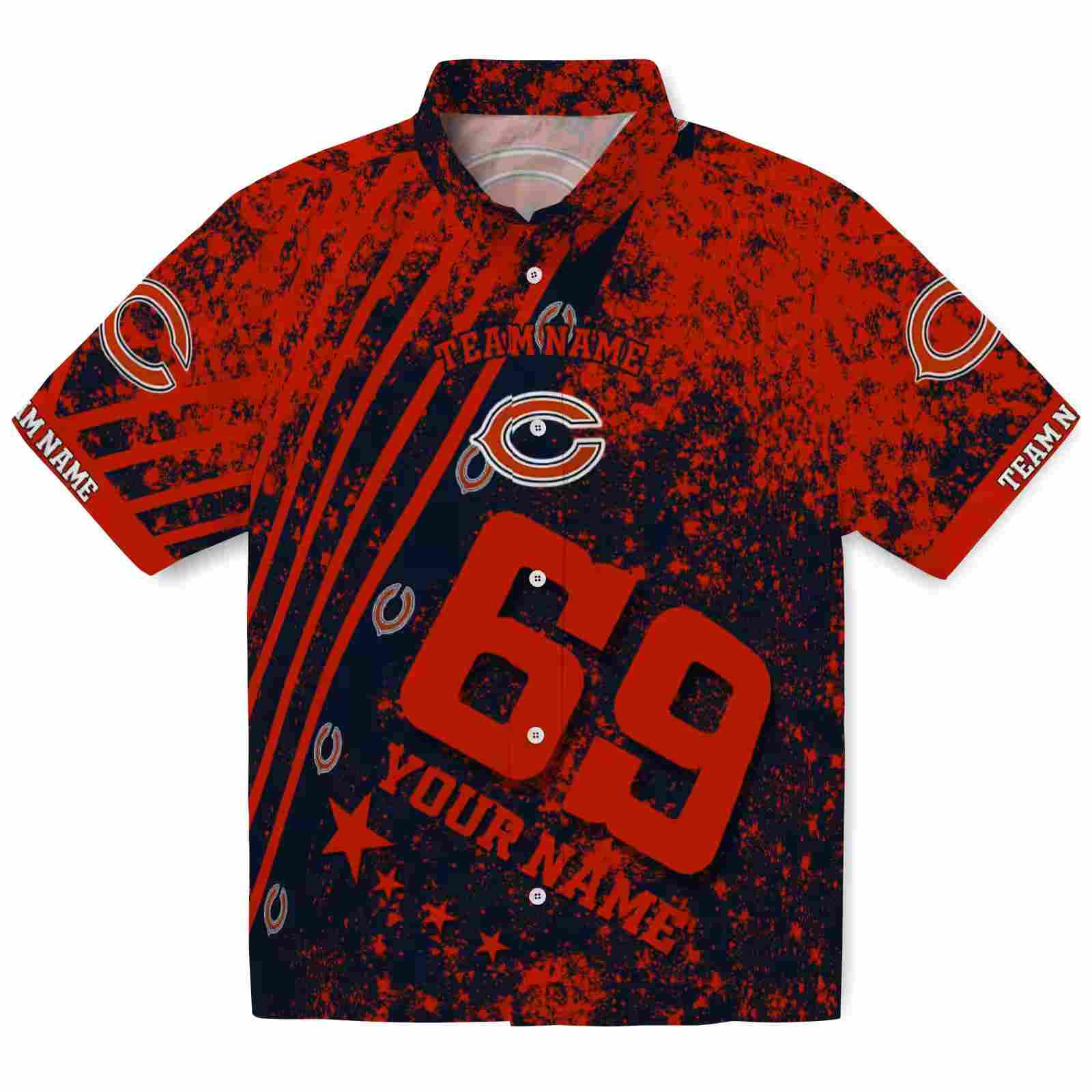 Customized Chicago Bears Star Stripes Blue Hawaiian Shirt