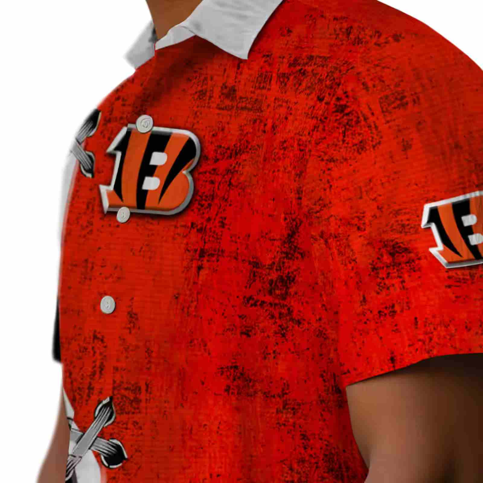 customized cincinnati bengals edgy streaks orange white hawaiian shirt trendy