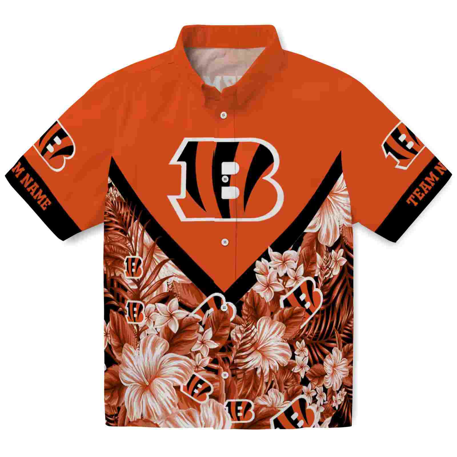 Customized Cincinnati Bengals Floral Chevron Orange Hawaiian Shirt