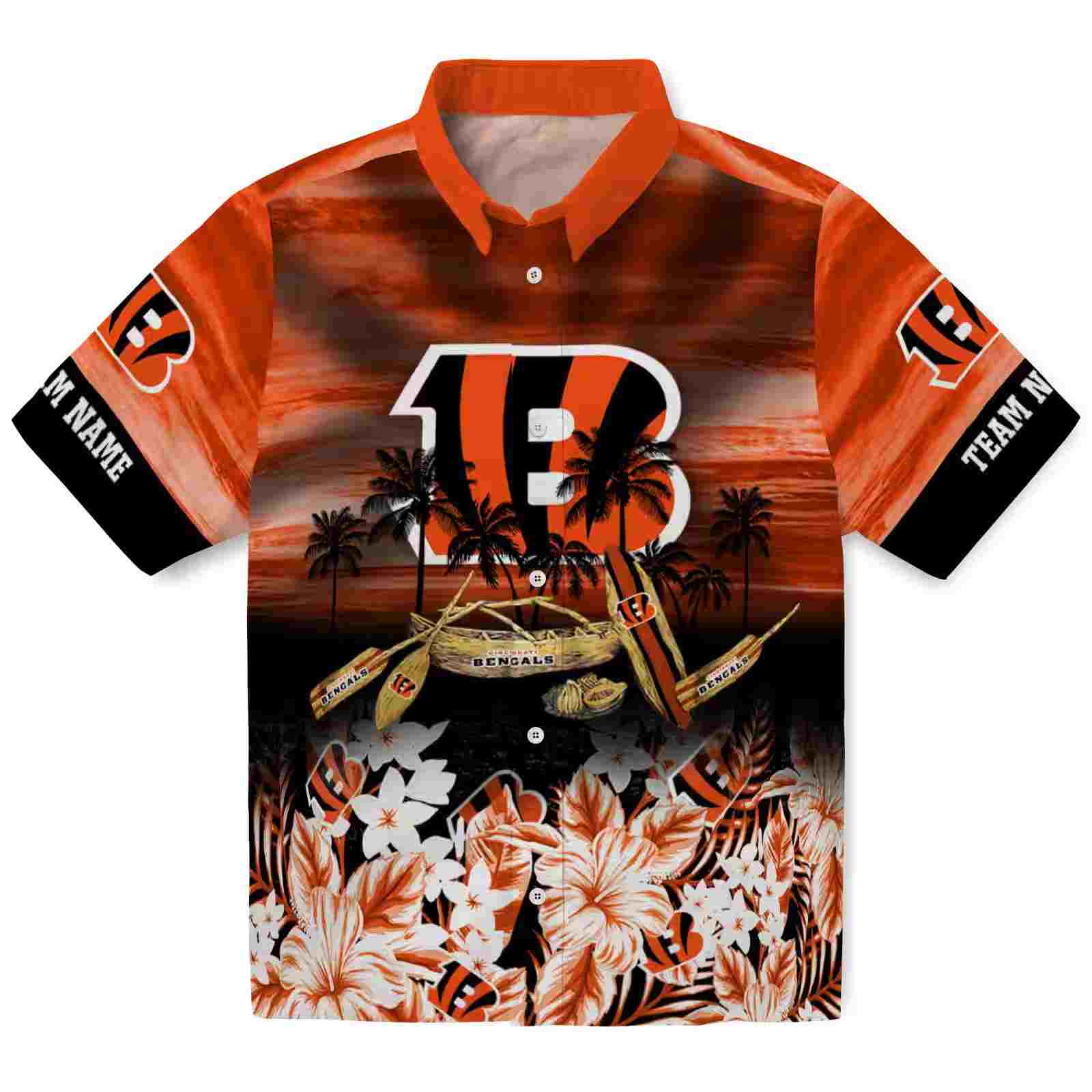 Customized Cincinnati Bengals Tropical Canoe Orange Hawaiian Shirt