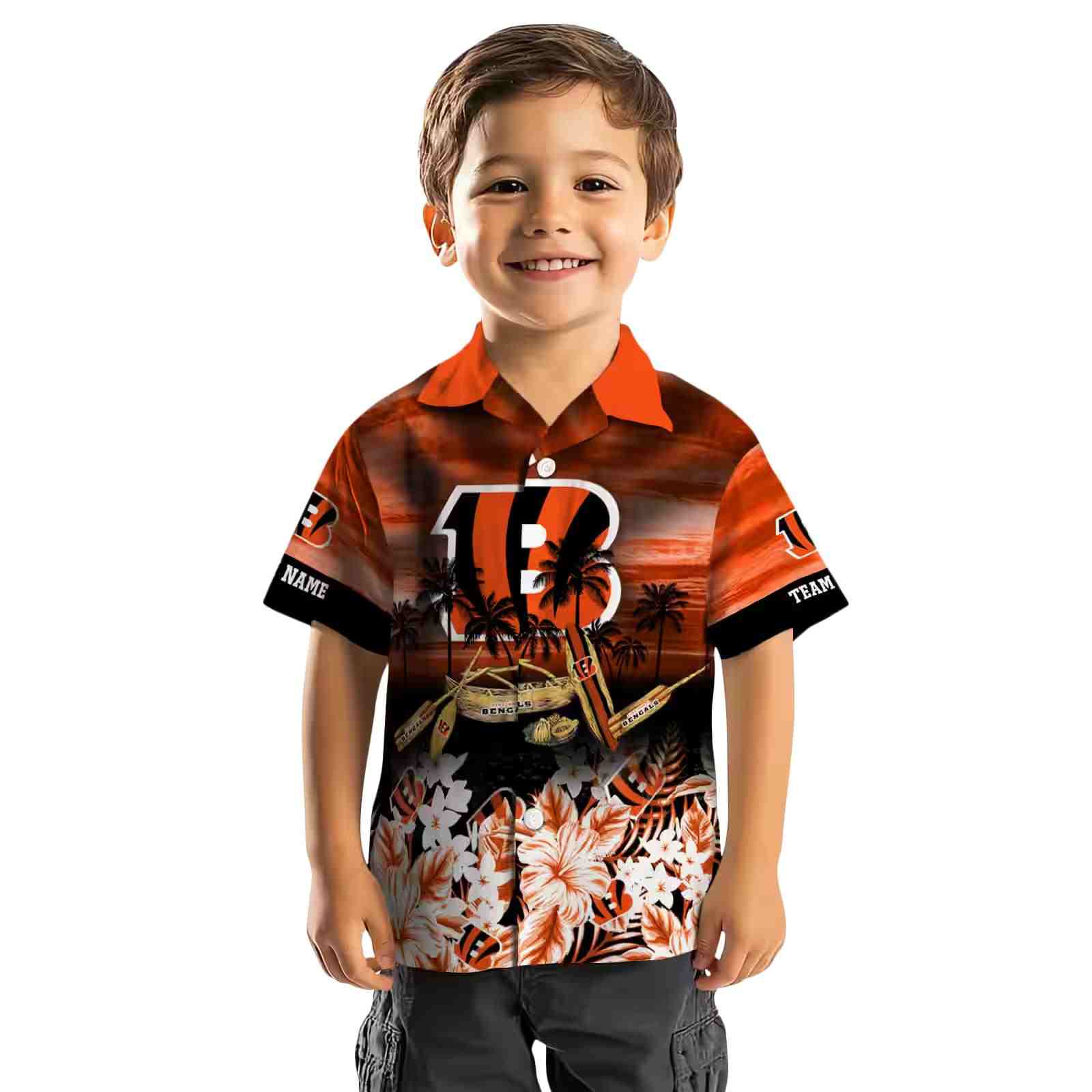 customized cincinnati bengals tropical canoe orange hawaiian shirt top rated