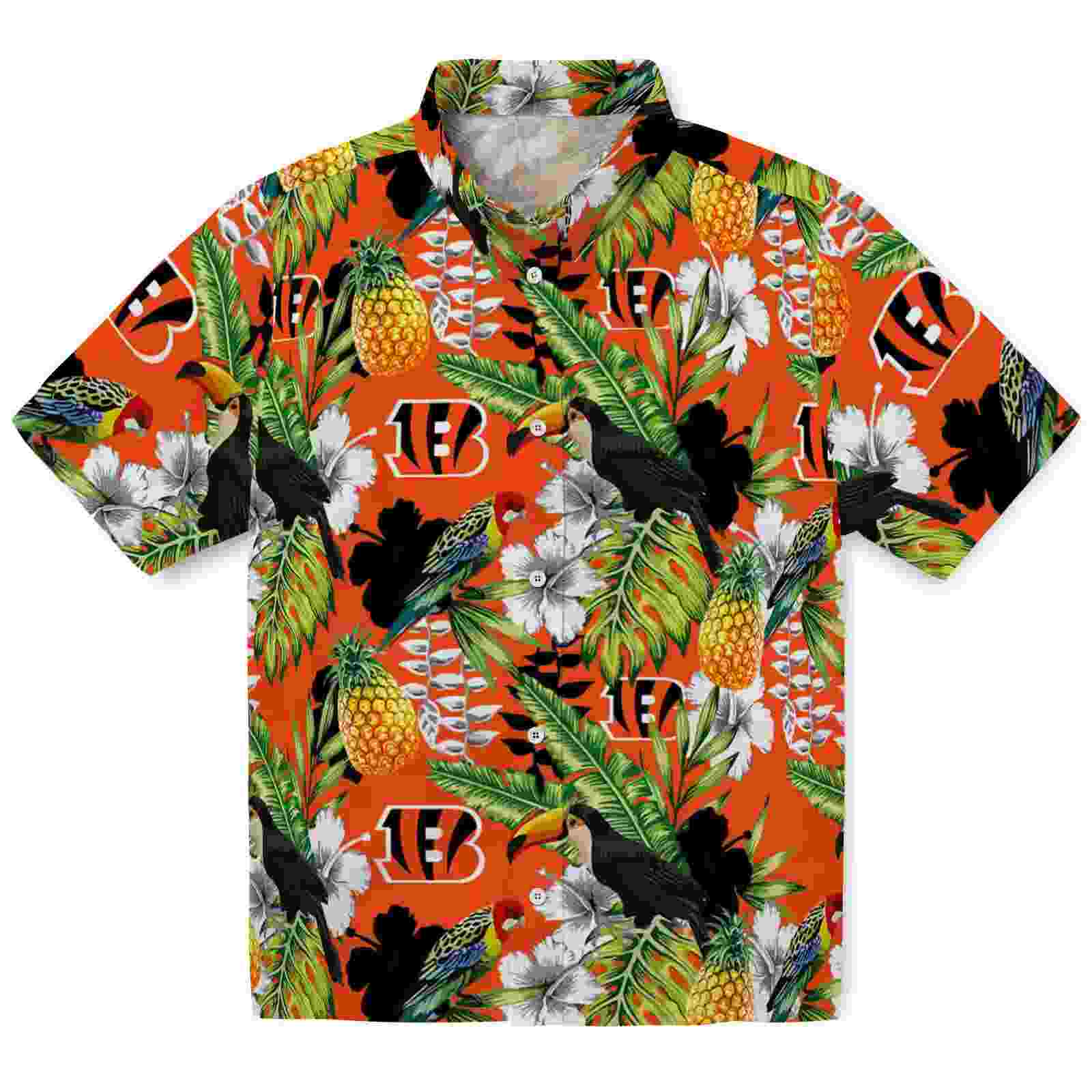 Customized Cincinnati Bengals Tropical Toucan Orange Green Hawaiian Shirt