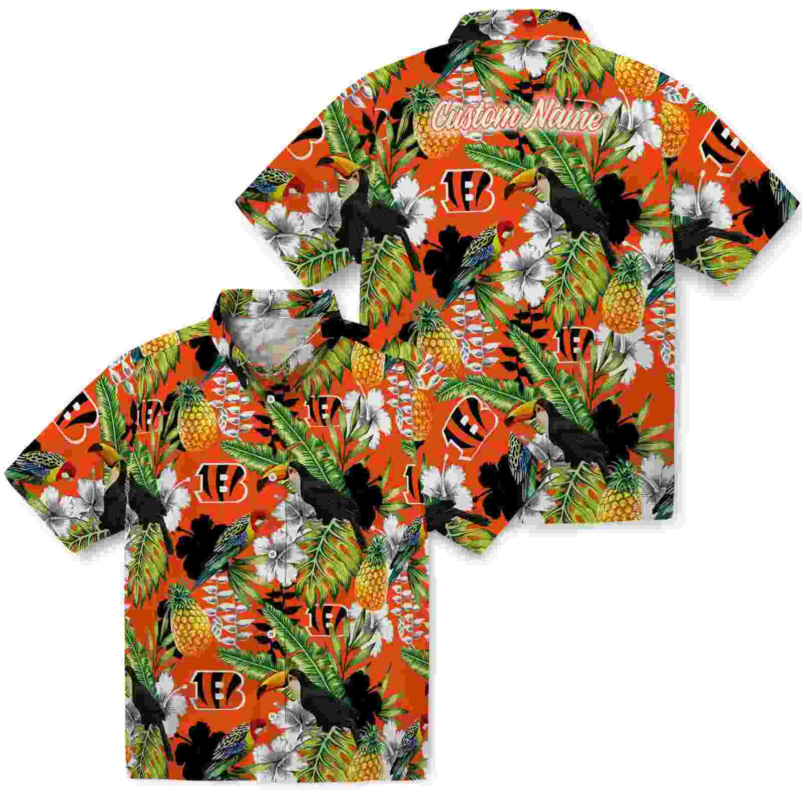 customized cincinnati bengals tropical toucan orange green hawaiian shirt high quality