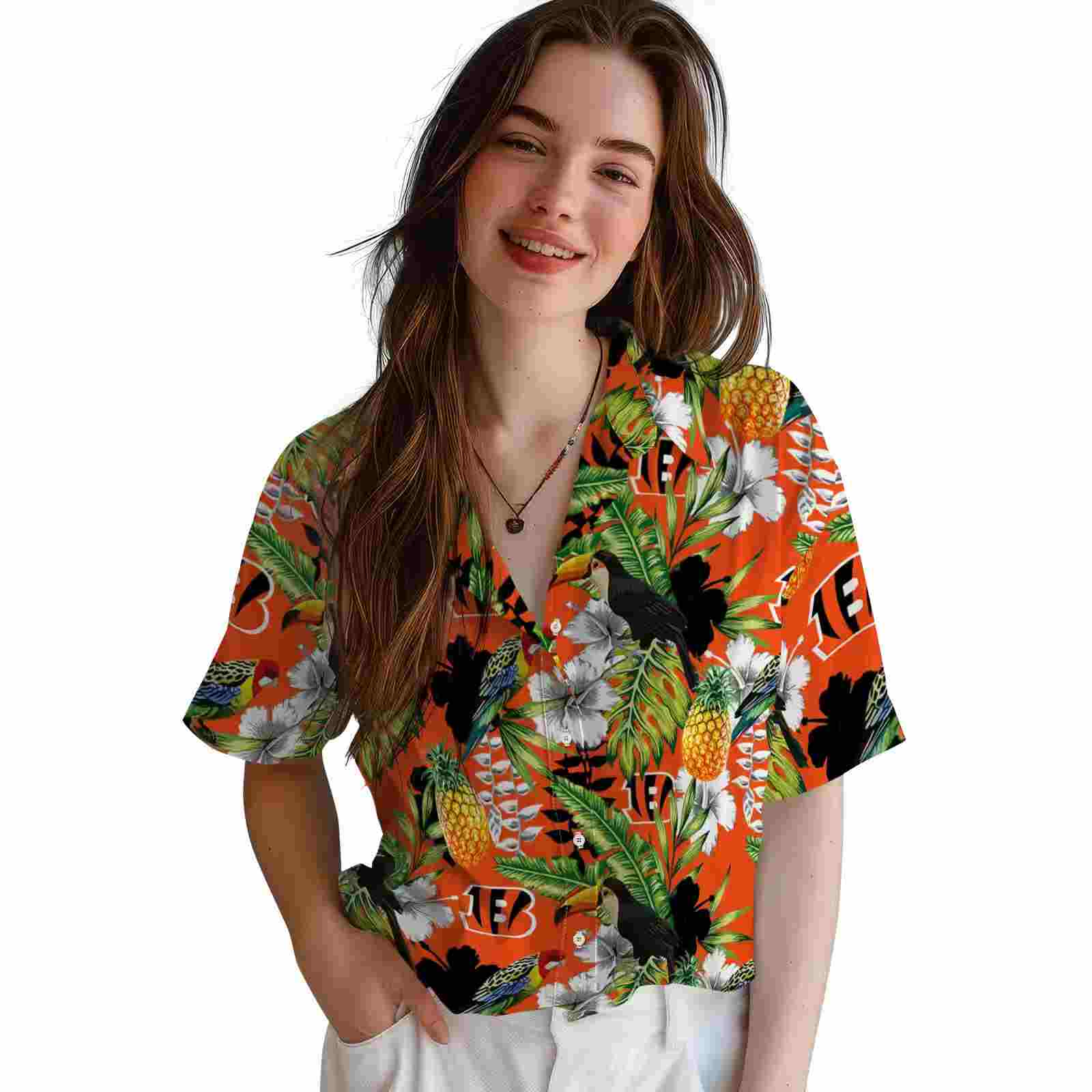 customized cincinnati bengals tropical toucan orange green hawaiian shirt latest model