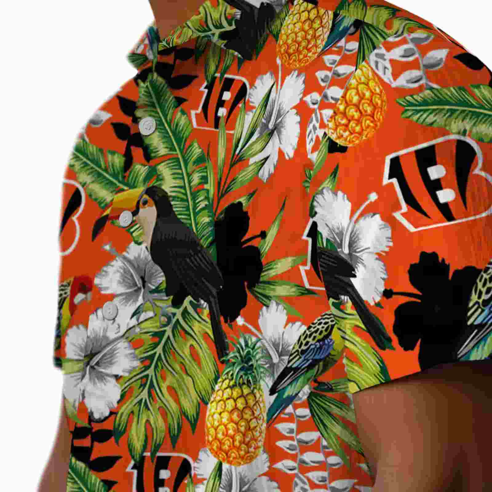 customized cincinnati bengals tropical toucan orange green hawaiian shirt trendy