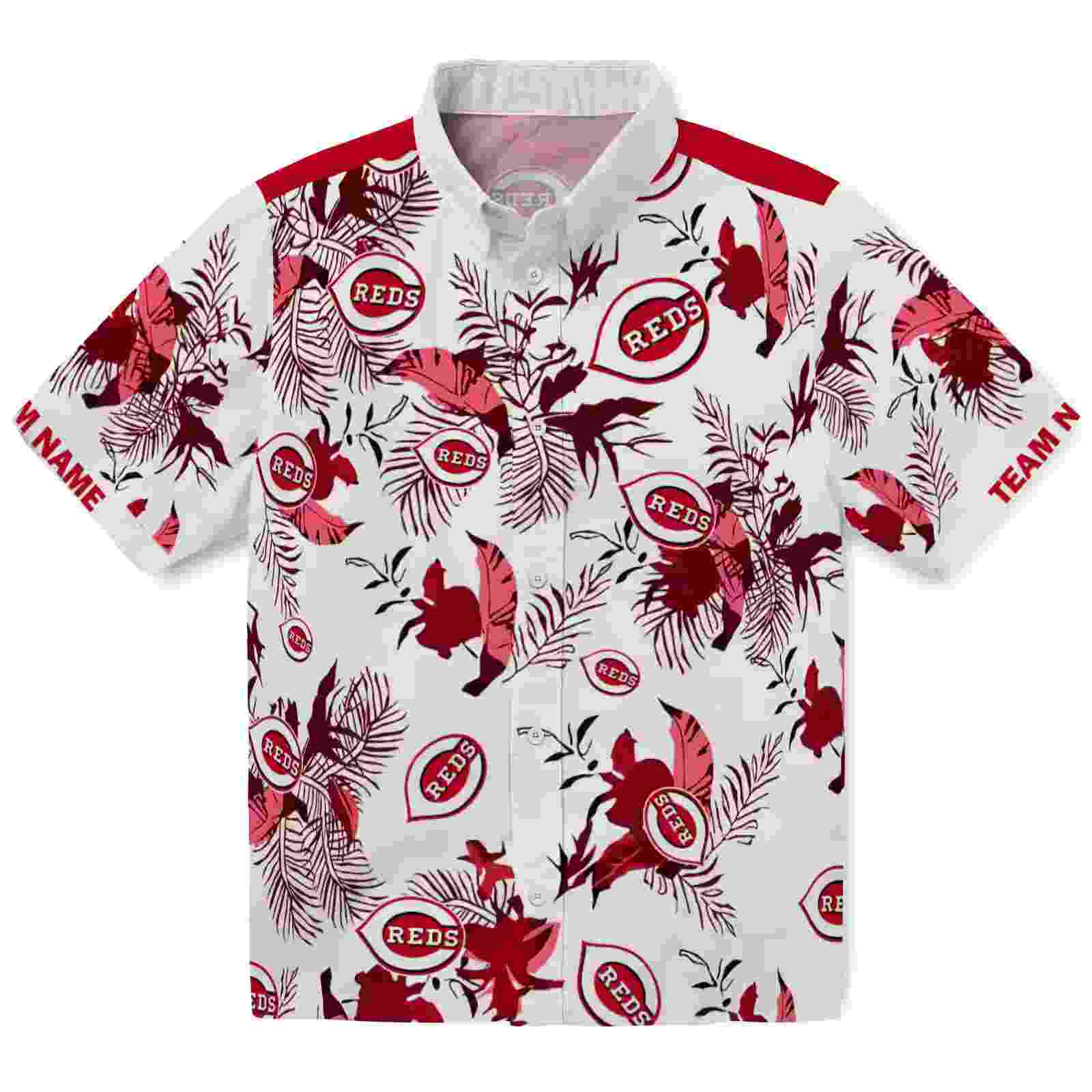 customized cincinnati reds botanical theme red white hawaiian shirt best selling