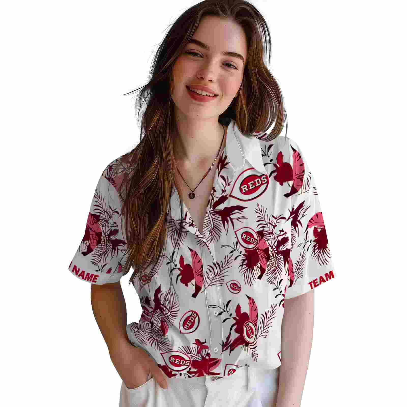 customized cincinnati reds botanical theme red white hawaiian shirt latest model