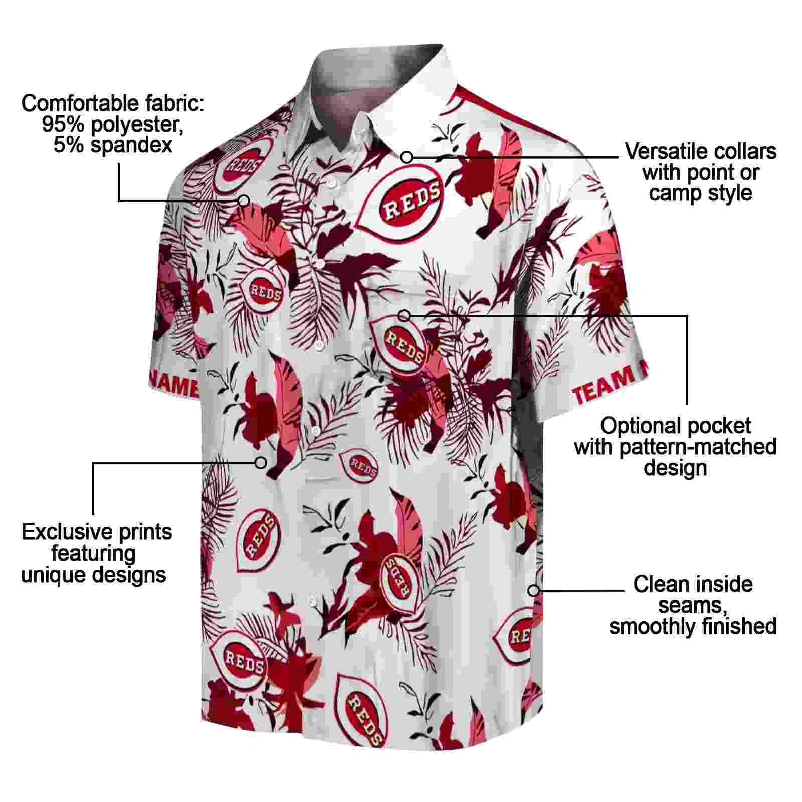 customized cincinnati reds botanical theme red white hawaiian shirt new arrival