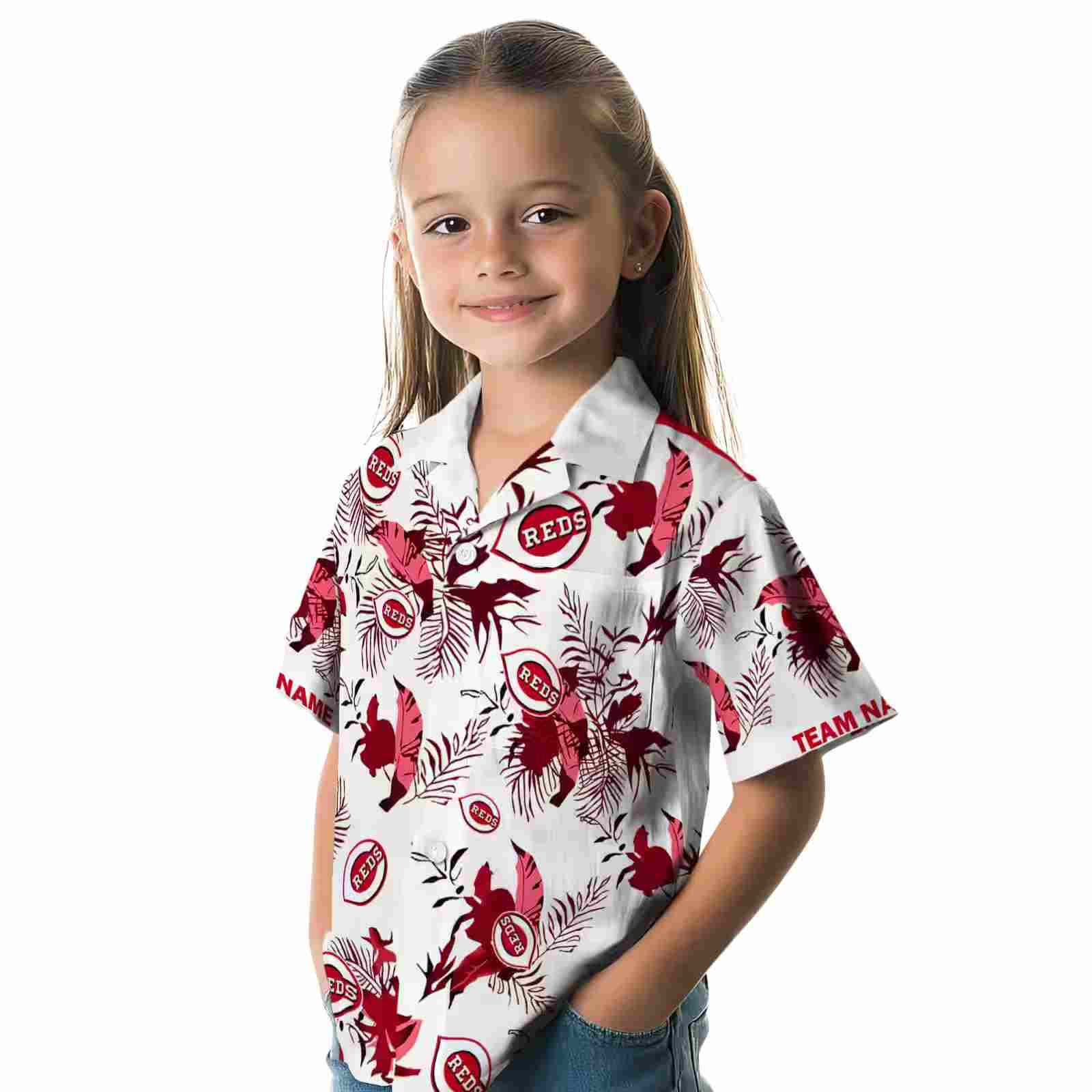 customized cincinnati reds botanical theme red white hawaiian shirt premium grade