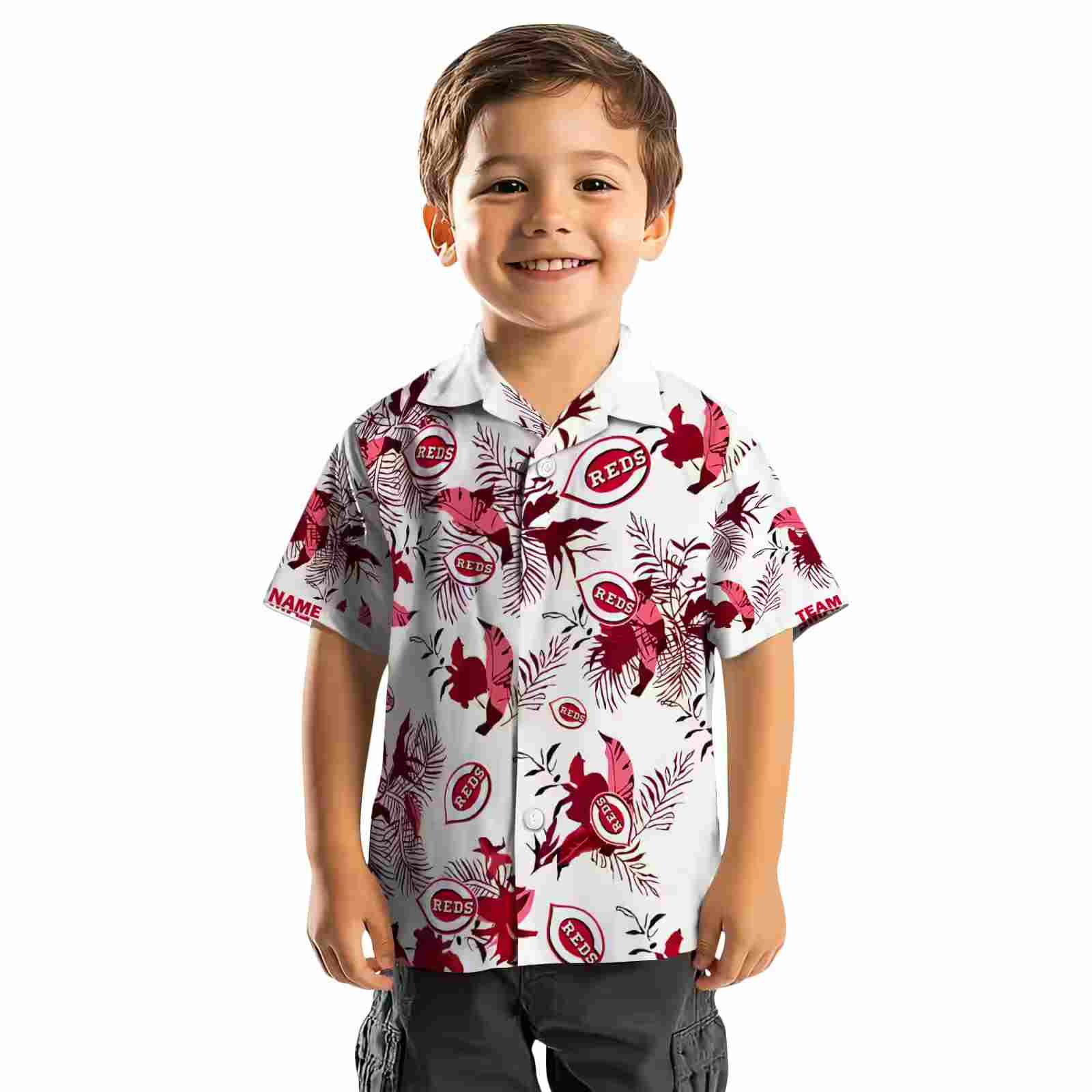 customized cincinnati reds botanical theme red white hawaiian shirt top rated