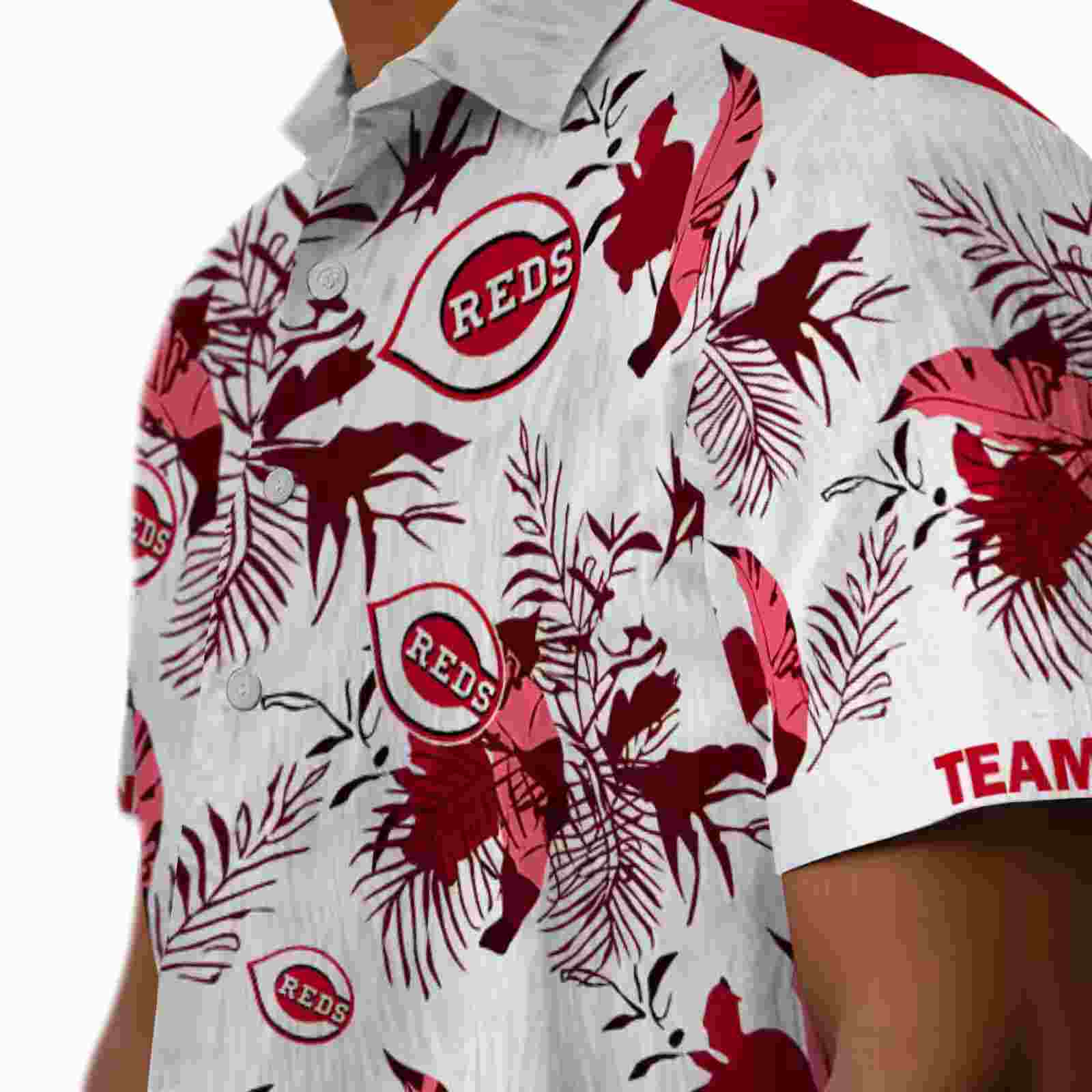 customized cincinnati reds botanical theme red white hawaiian shirt trendy