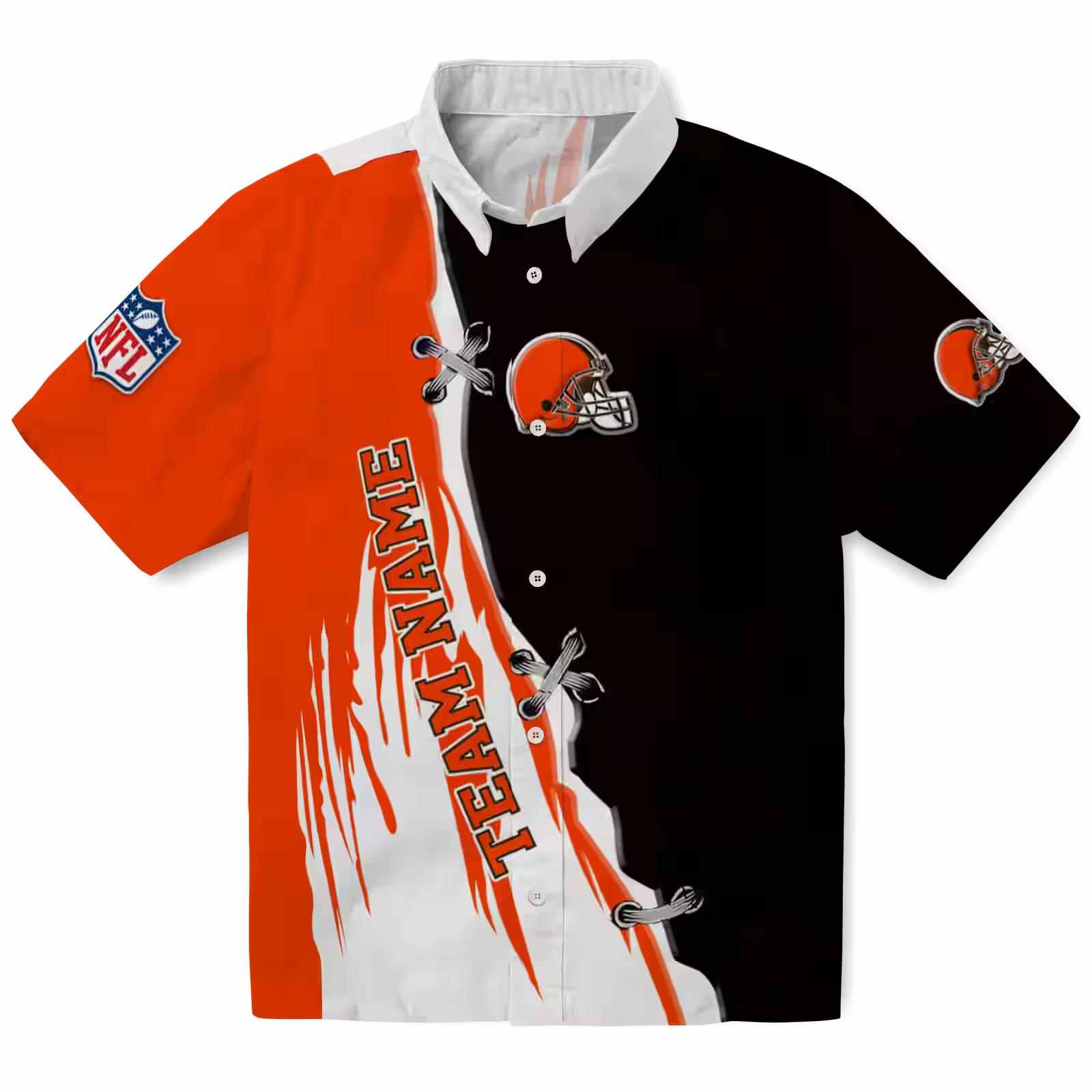 Customized Cleveland Browns Edgy Streaks Brown White Hawaiian Shirt