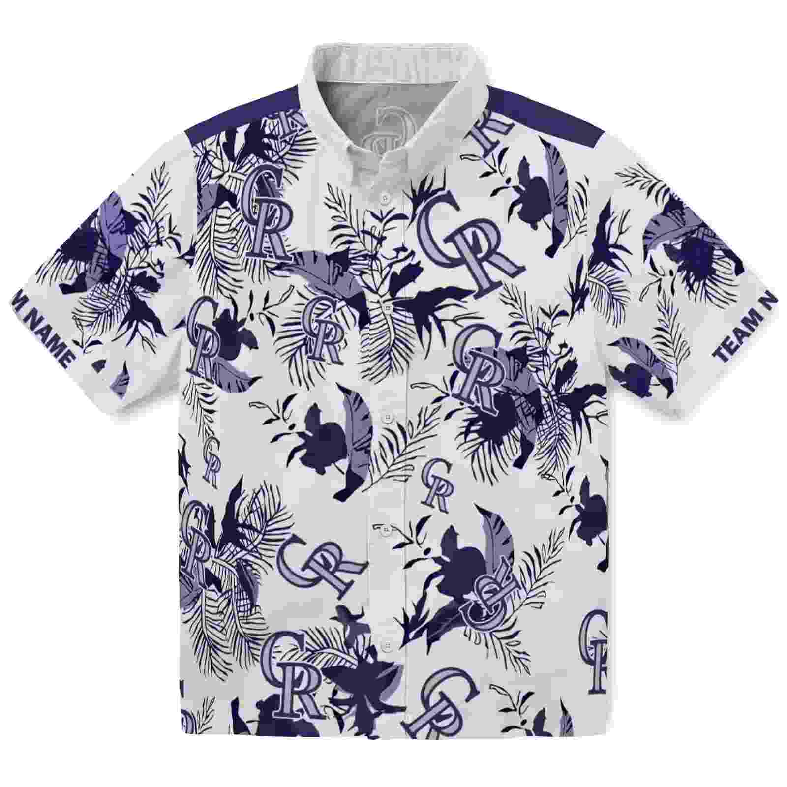 customized colorado rockies botanical theme blue white hawaiian shirt best selling