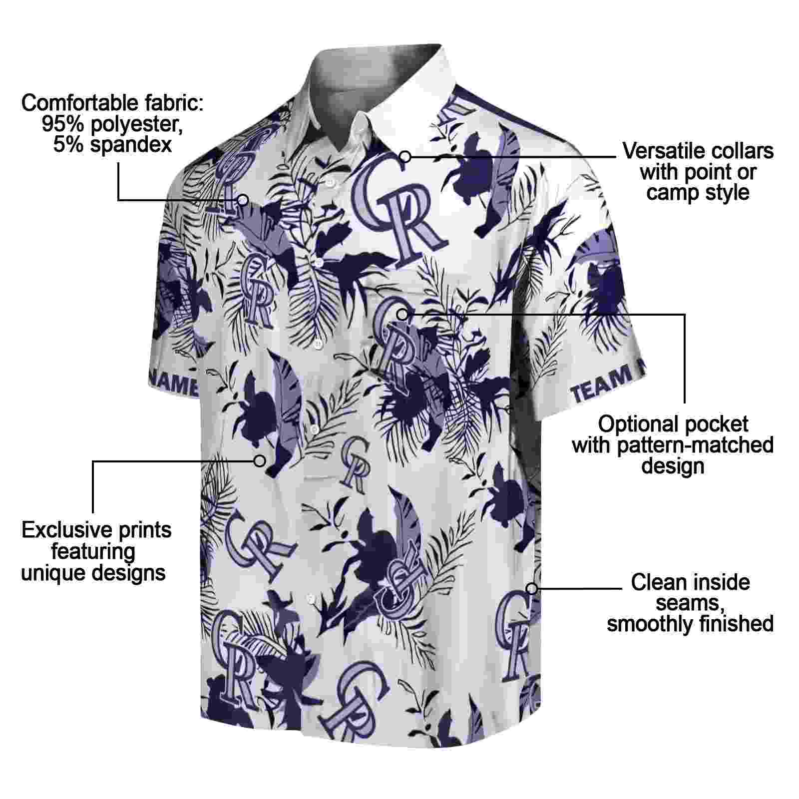 customized colorado rockies botanical theme blue white hawaiian shirt new arrival