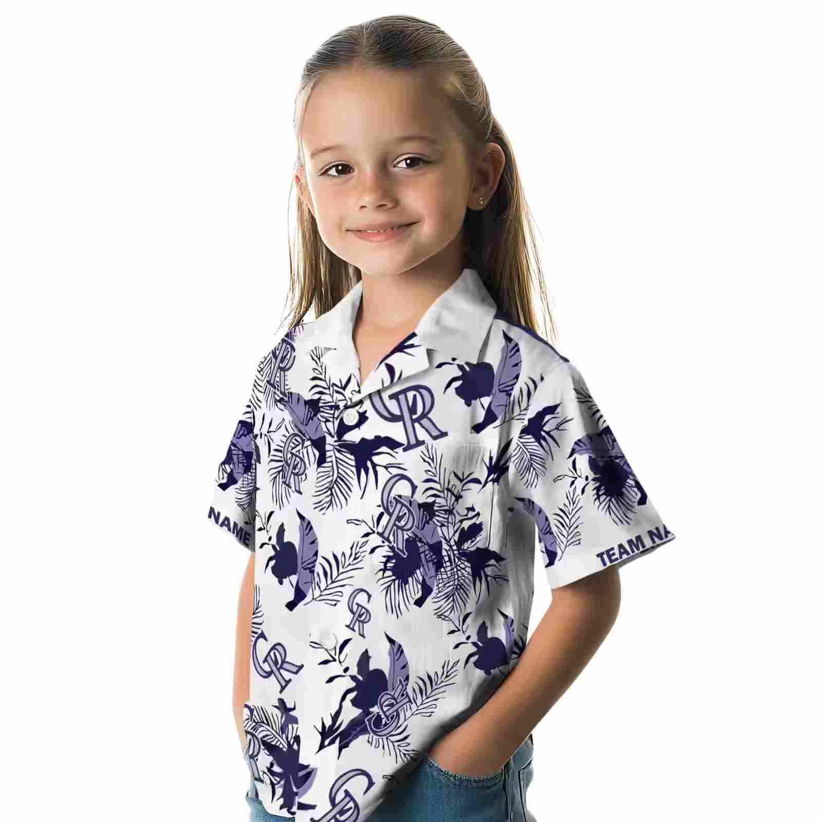 customized colorado rockies botanical theme blue white hawaiian shirt premium grade