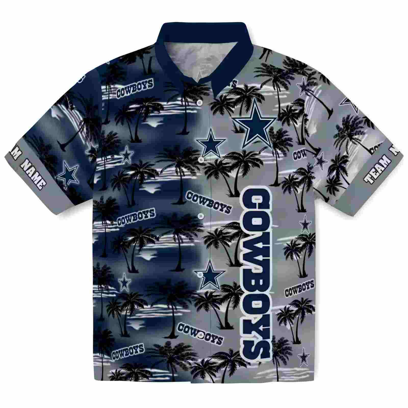 Customized Dallas Cowboys Palm Silhouettes Blue Hawaiian Shirt