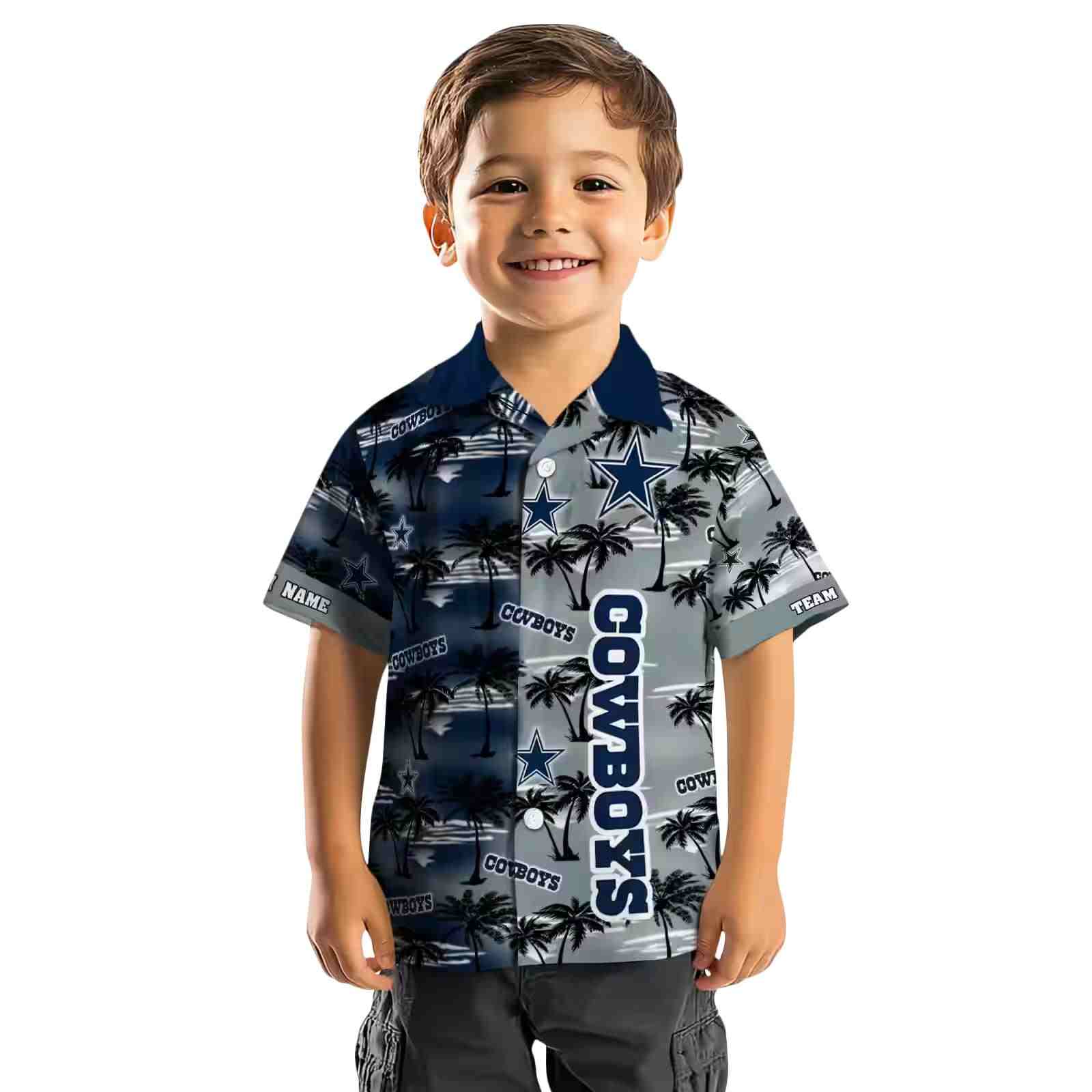 customized dallas cowboys palm silhouettes blue hawaiian shirt top rated