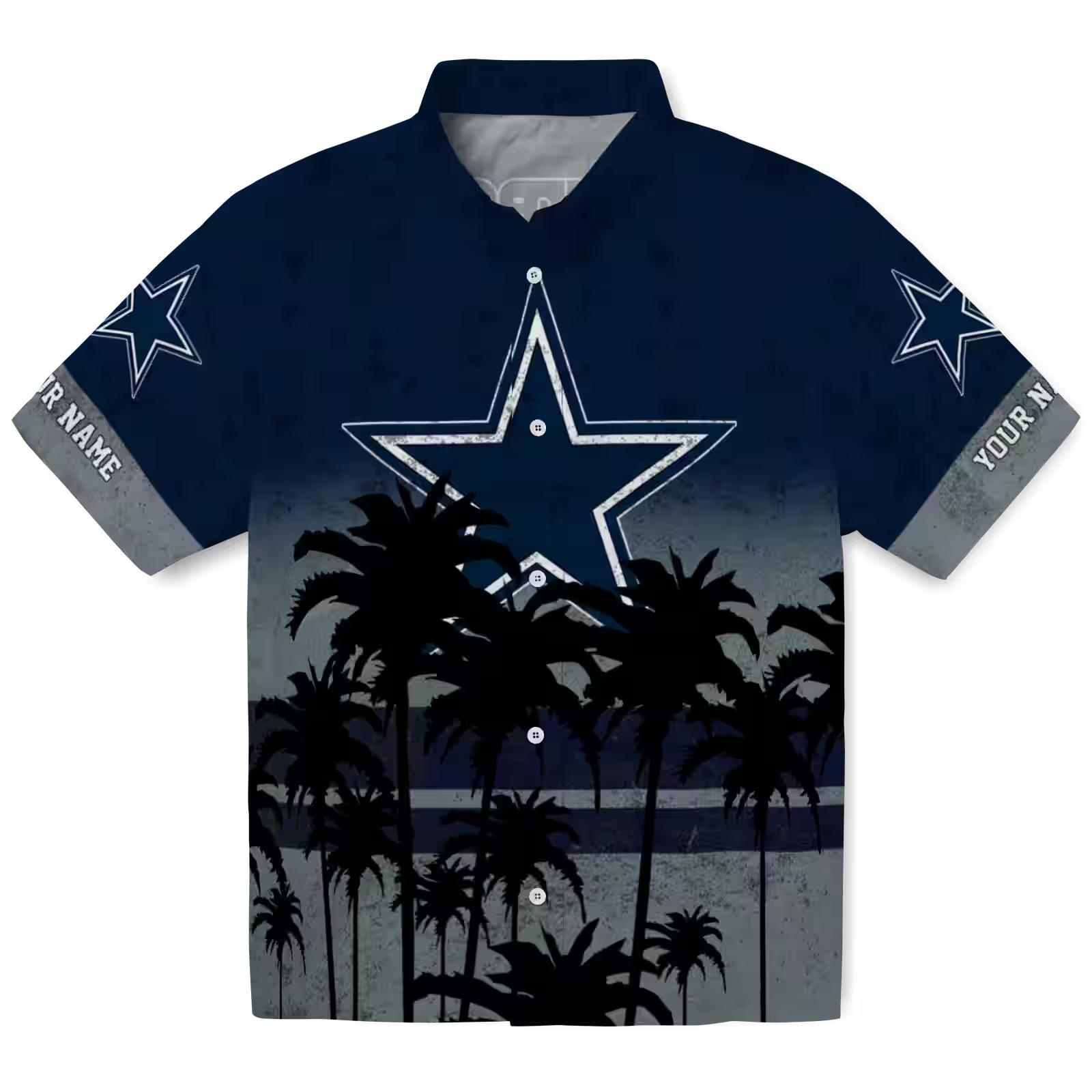 Customized Dallas Cowboys Sunset Pattern Blue Black Hawaiian Shirt