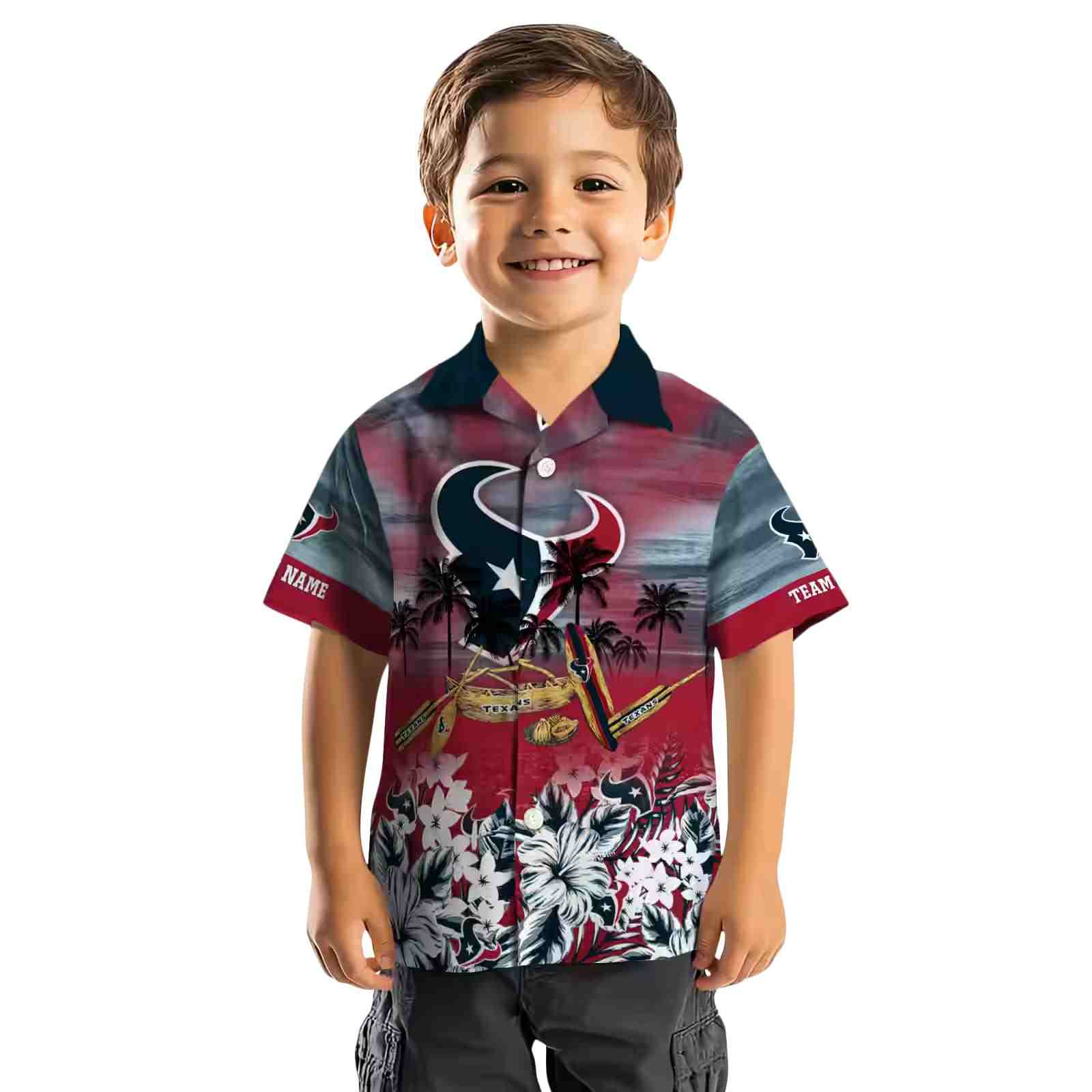 customized houston texans tropical canoe blue hawaiian shirt top rated