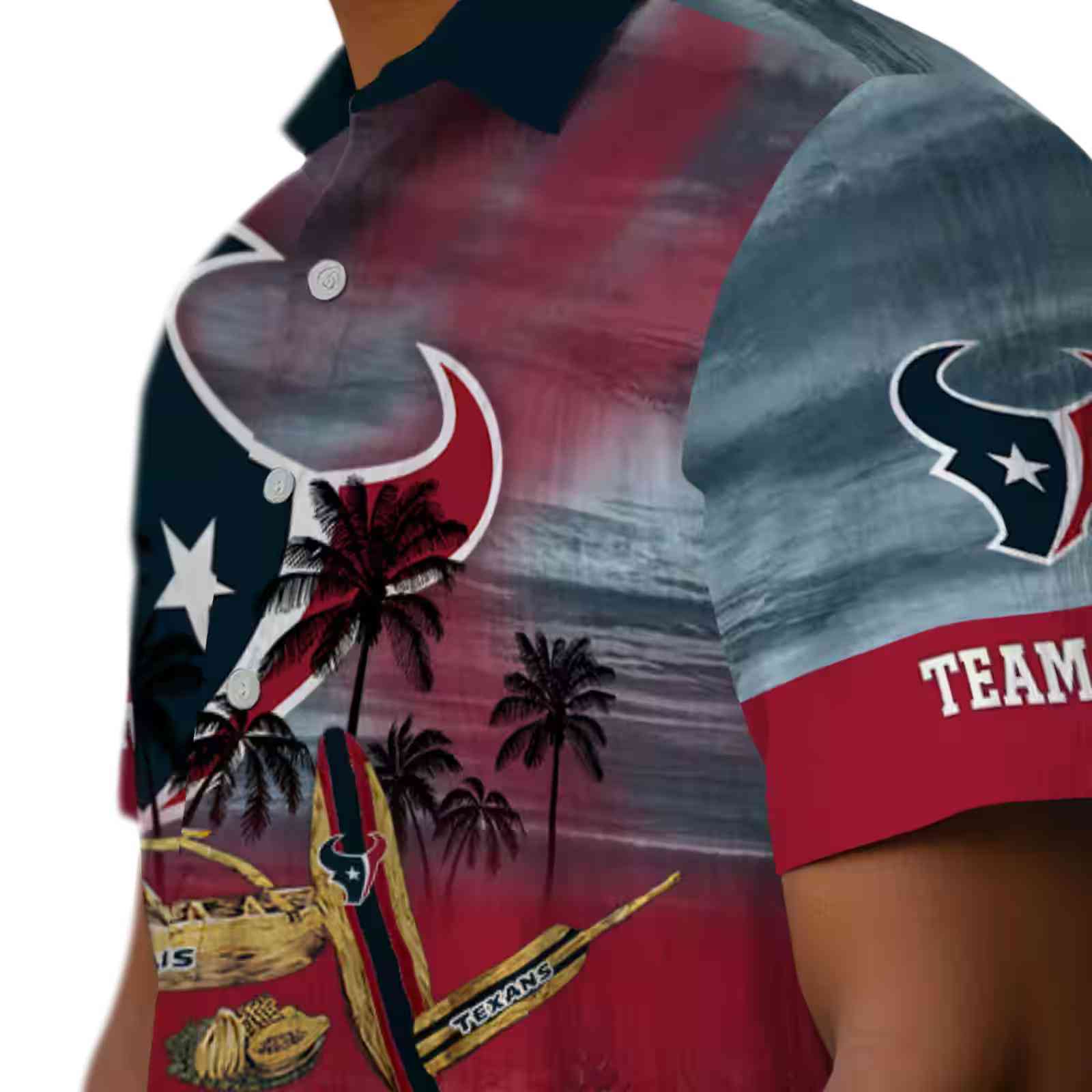 customized houston texans tropical canoe blue hawaiian shirt trendy