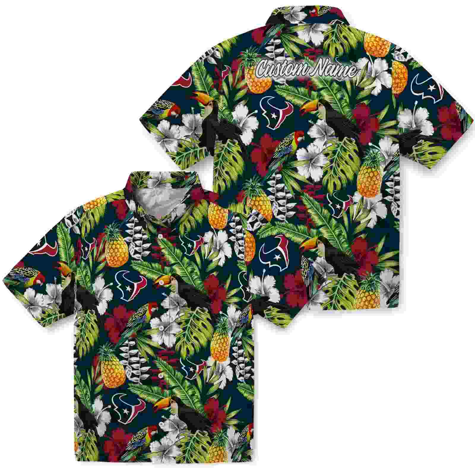 customized houston texans tropical toucan blue green hawaiian shirt high quality