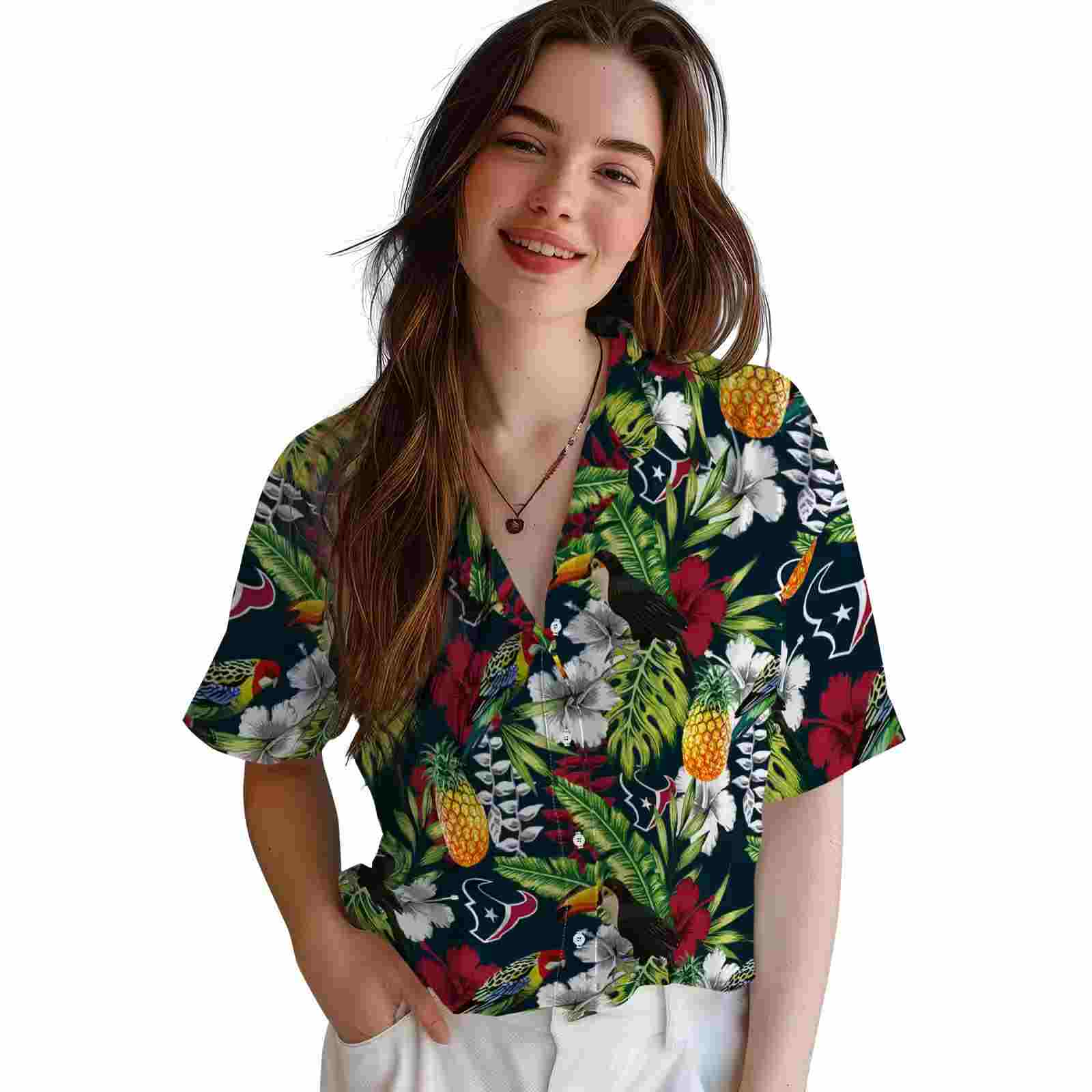 customized houston texans tropical toucan blue green hawaiian shirt latest model