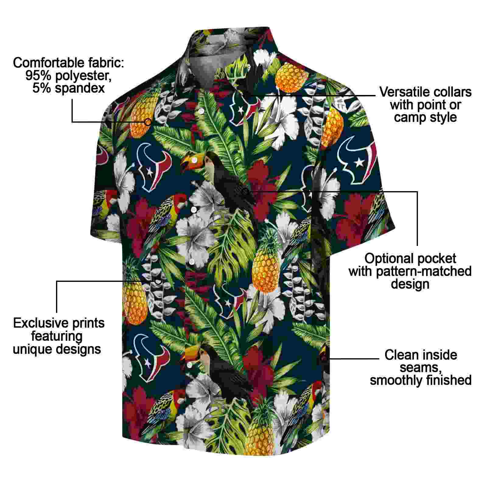 customized houston texans tropical toucan blue green hawaiian shirt new arrival