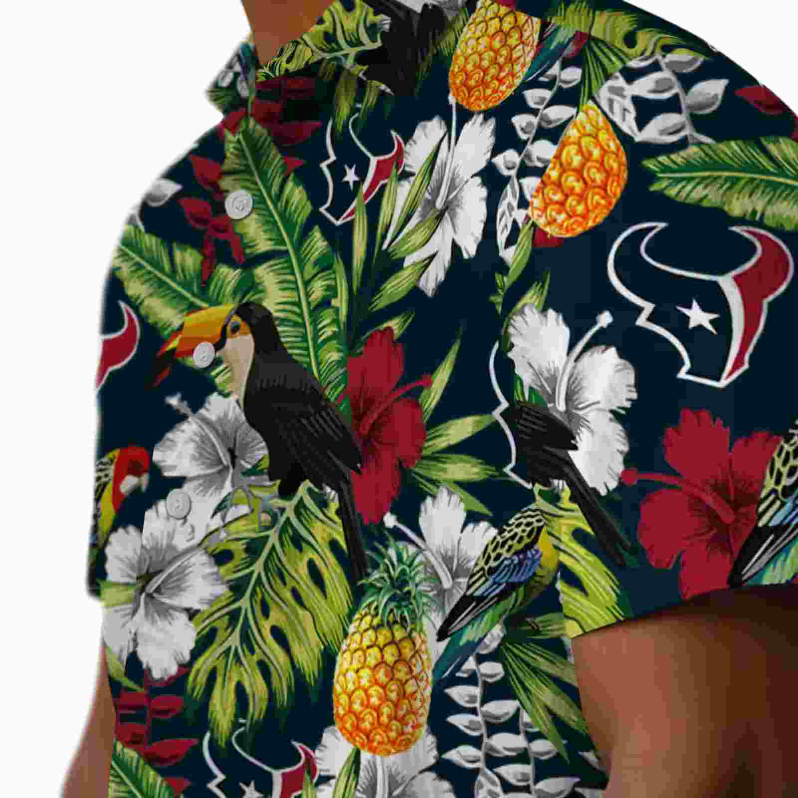 customized houston texans tropical toucan blue green hawaiian shirt trendy