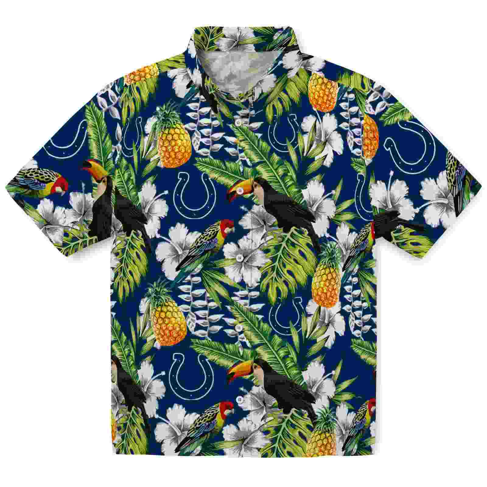 Customized Indianapolis Colts Tropical Toucan Blue Green Hawaiian Shirt