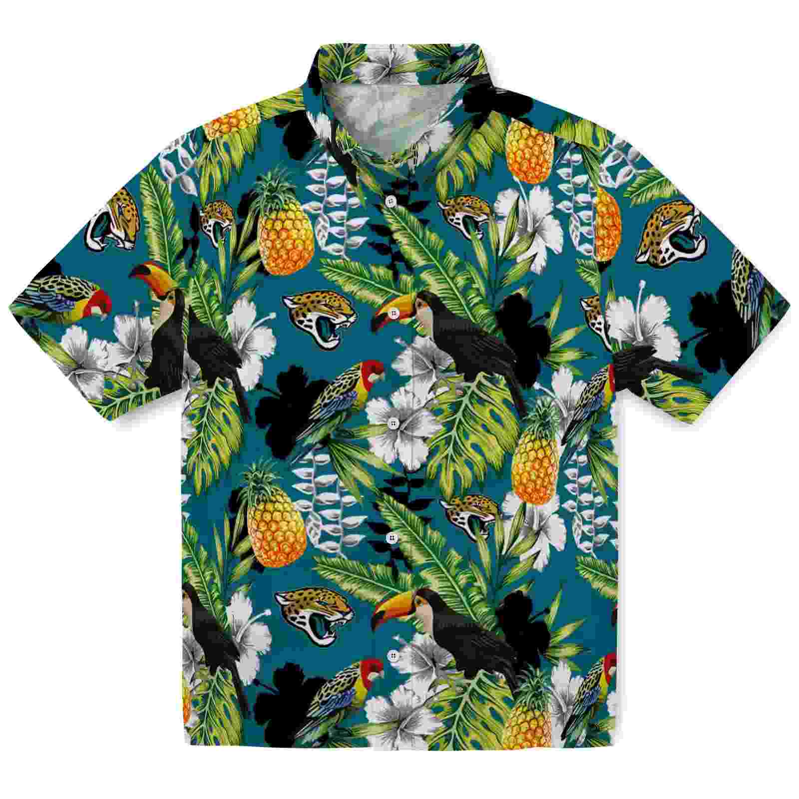 Customized Jacksonville Jaguars Tropical Toucan Teal Green Hawaiian Shirt