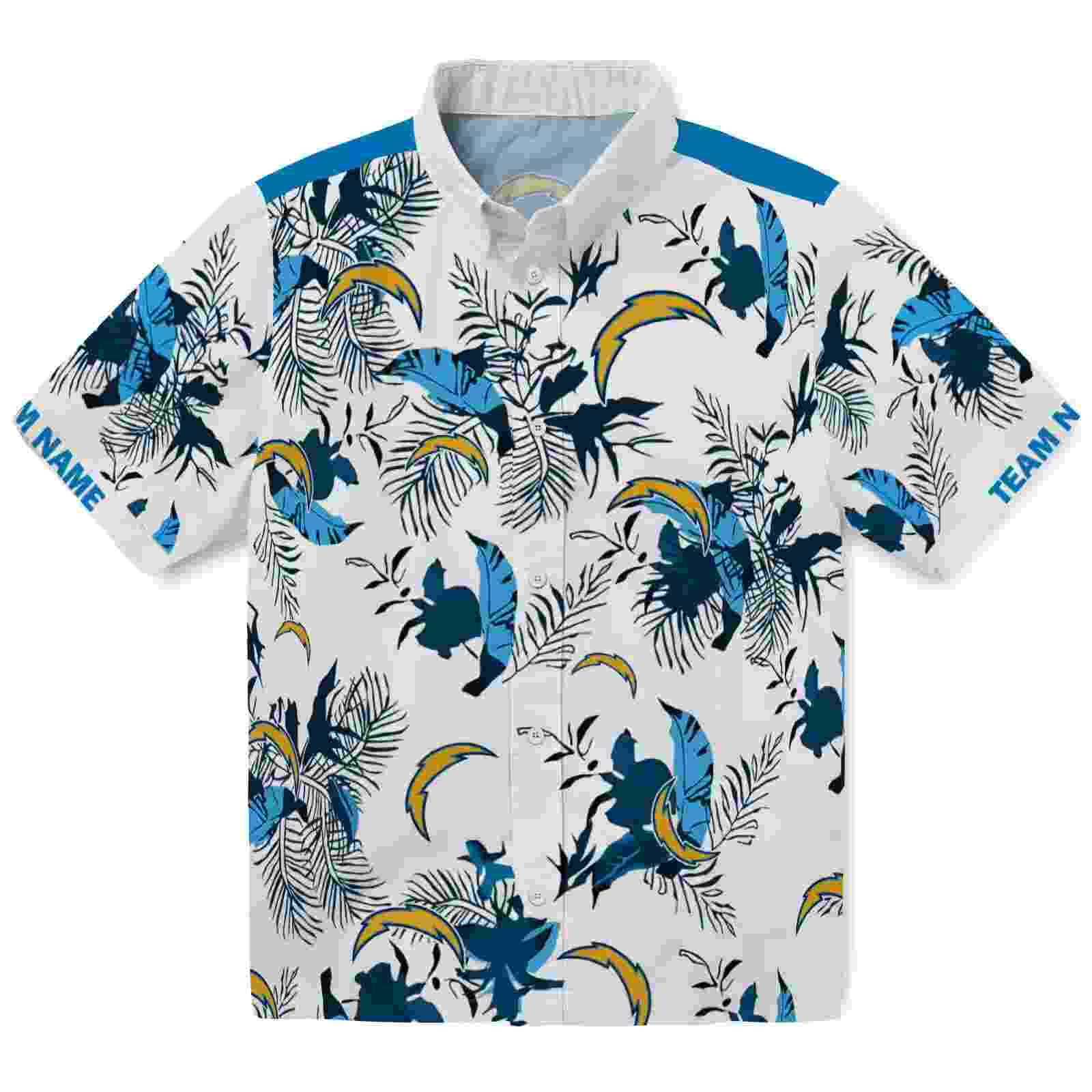 Customized Los Angeles Chargers Botanical Theme Blue White Hawaiian Shirt