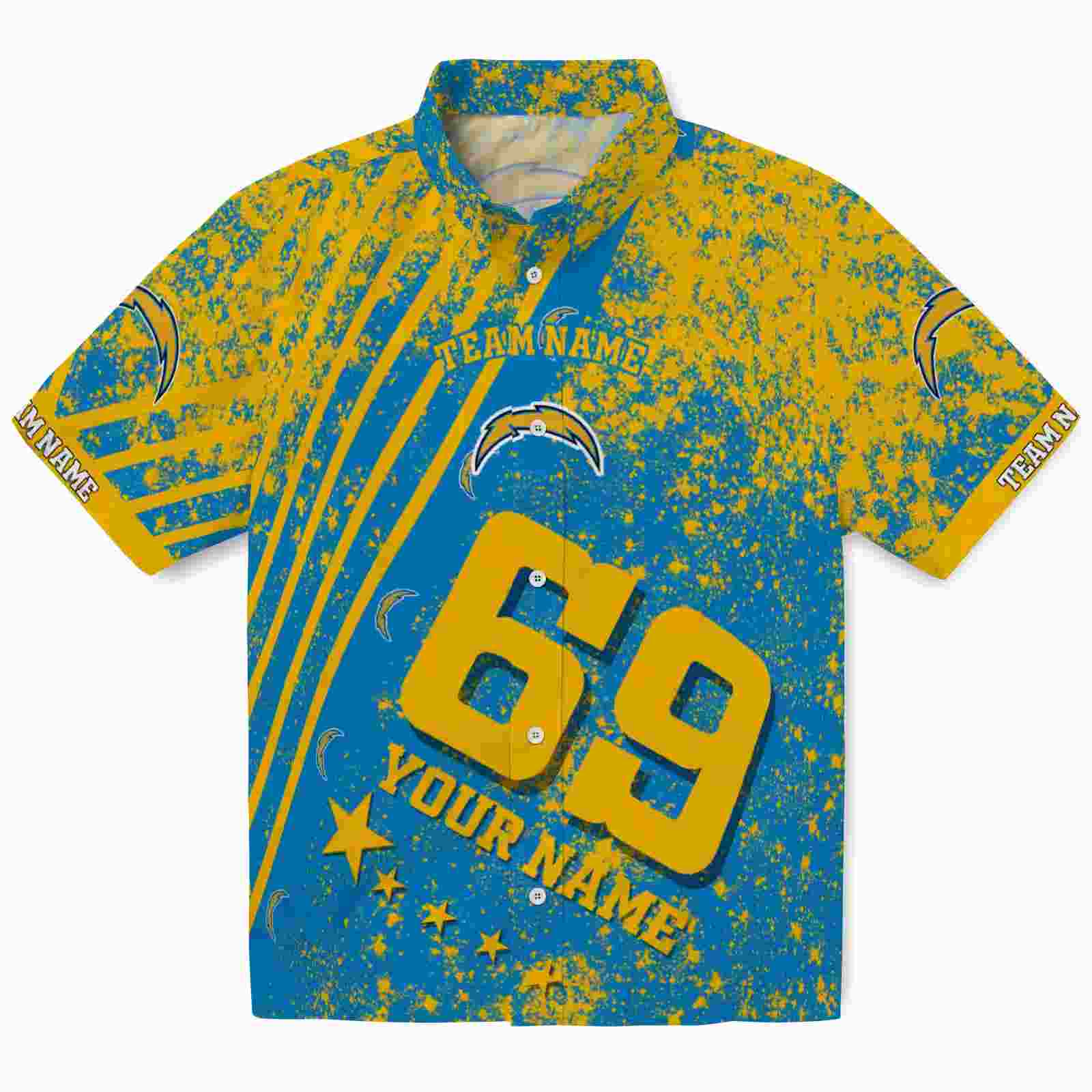 Customized Los Angeles Chargers Star Stripes Blue Hawaiian Shirt