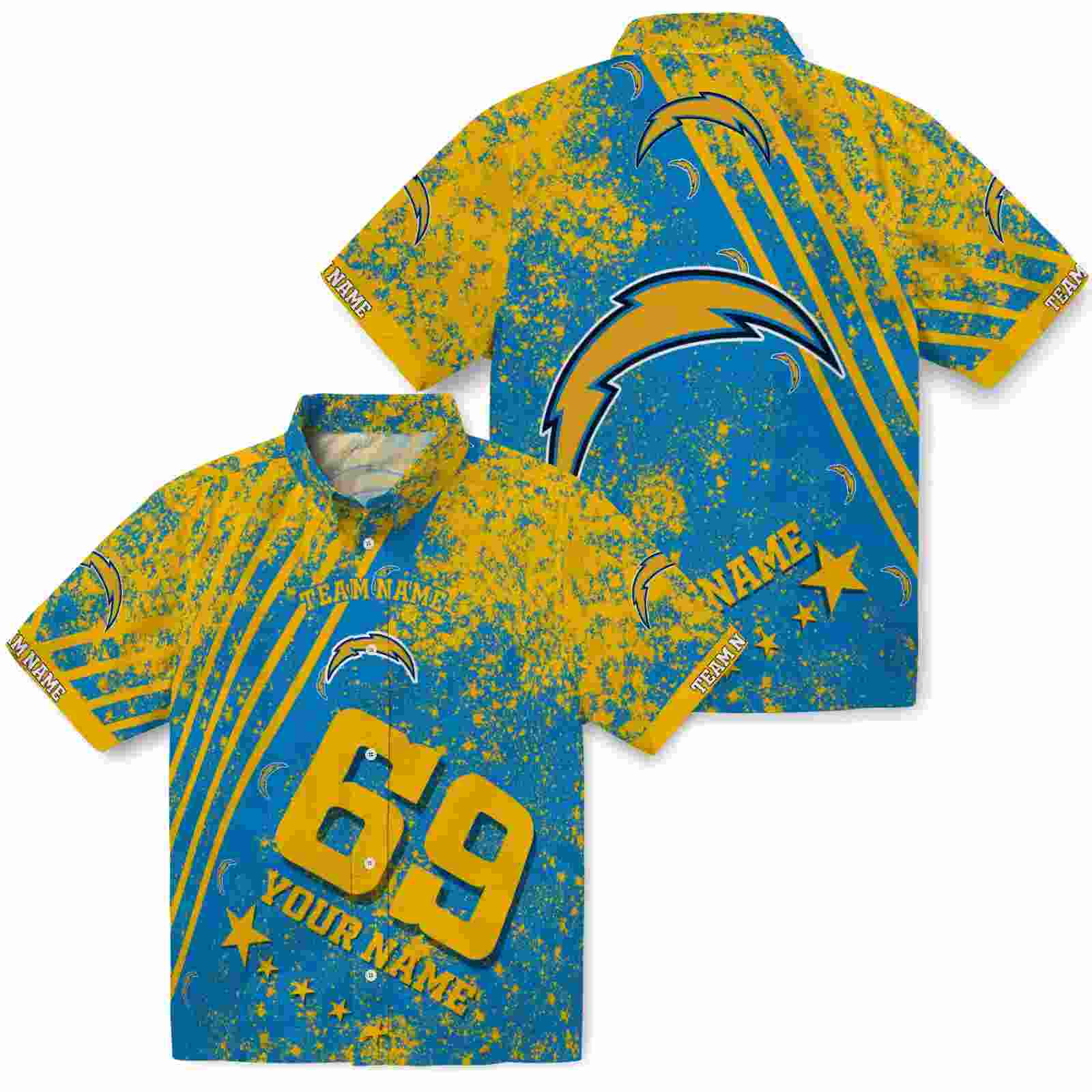 customized los angeles chargers star stripes blue hawaiian shirt high quality