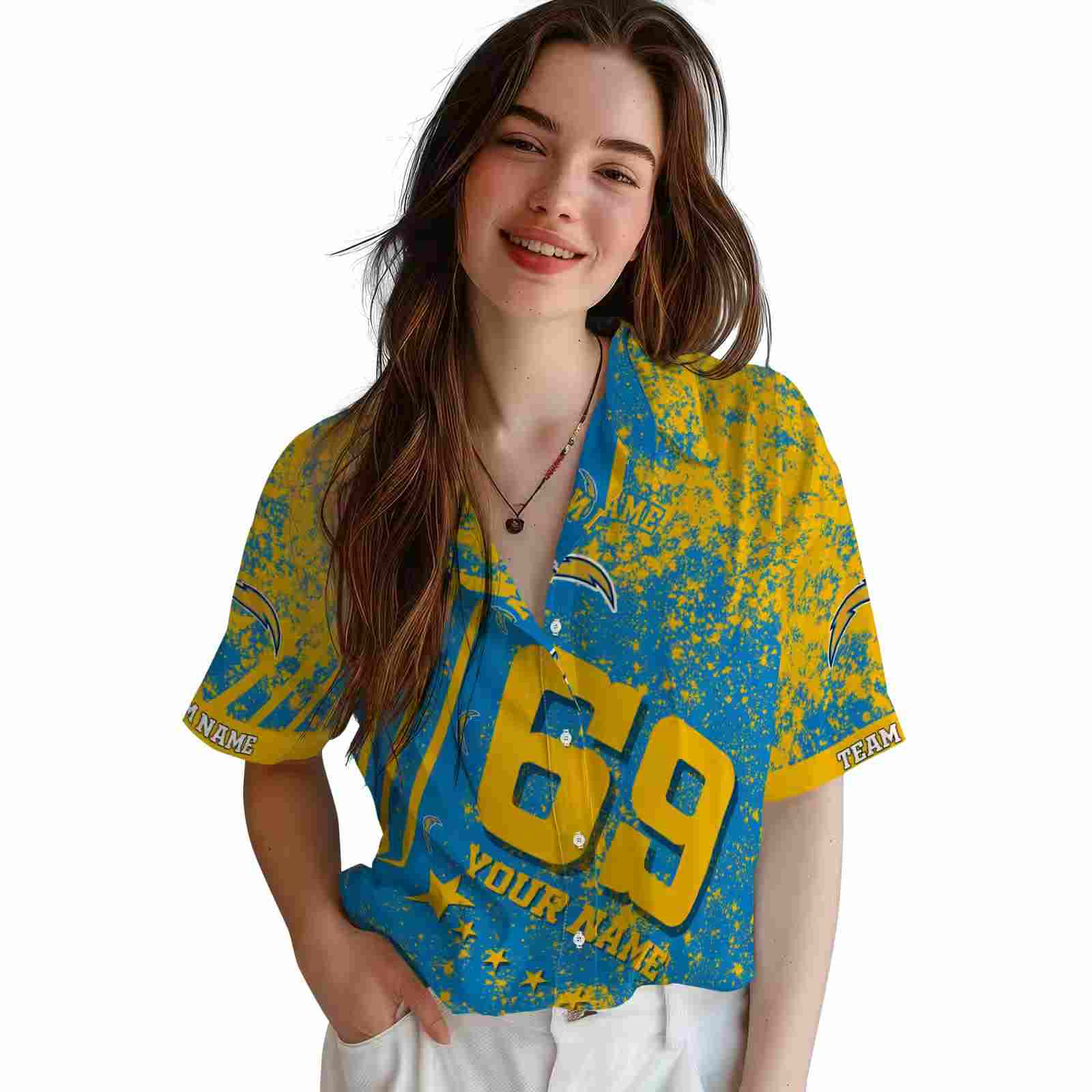 customized los angeles chargers star stripes blue hawaiian shirt latest model