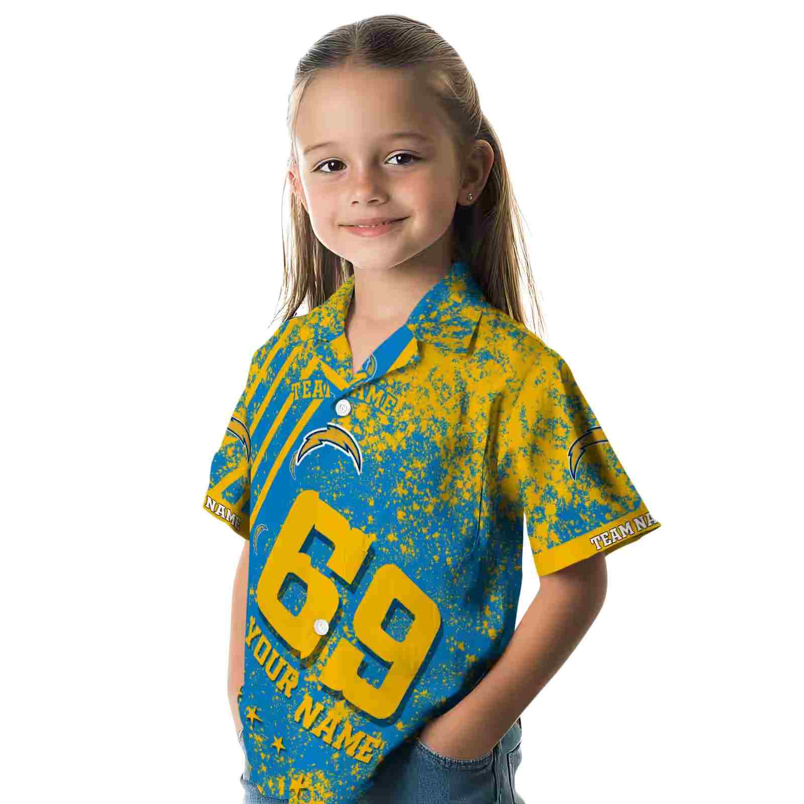 customized los angeles chargers star stripes blue hawaiian shirt premium grade