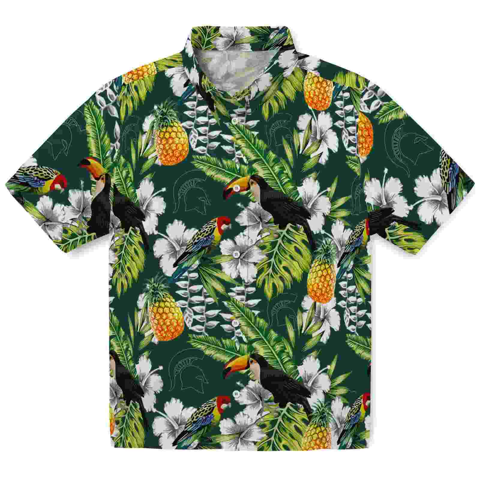 Customized Michigan State Spartans Tropical Toucan Green Hawaiian Shirt